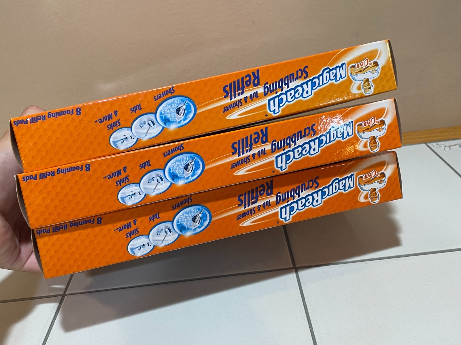 Mr. Clean Magic Reach Scrubbing Tub Shower Pads Refills 3 BOXES OF 8 / 24 TOTAL