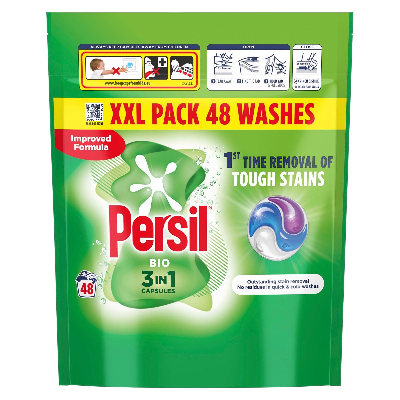 Persil 3-in-1 Laundry Bio Capsules, Outstanding Stain Remover – 48 Washes