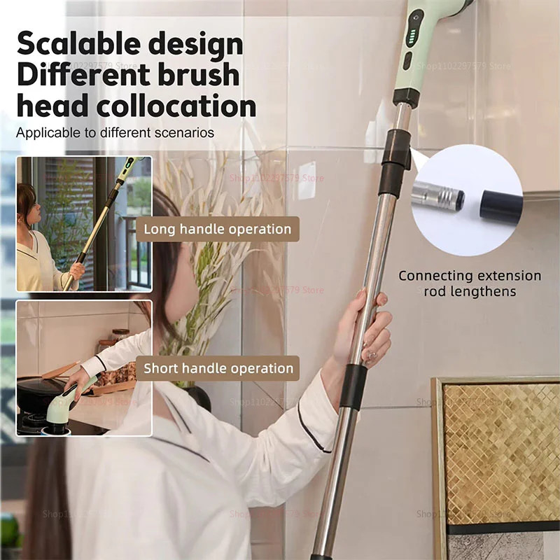 9 in 1 Multifunctional Handheld Electric Cleaning Brush with Telescopic Function