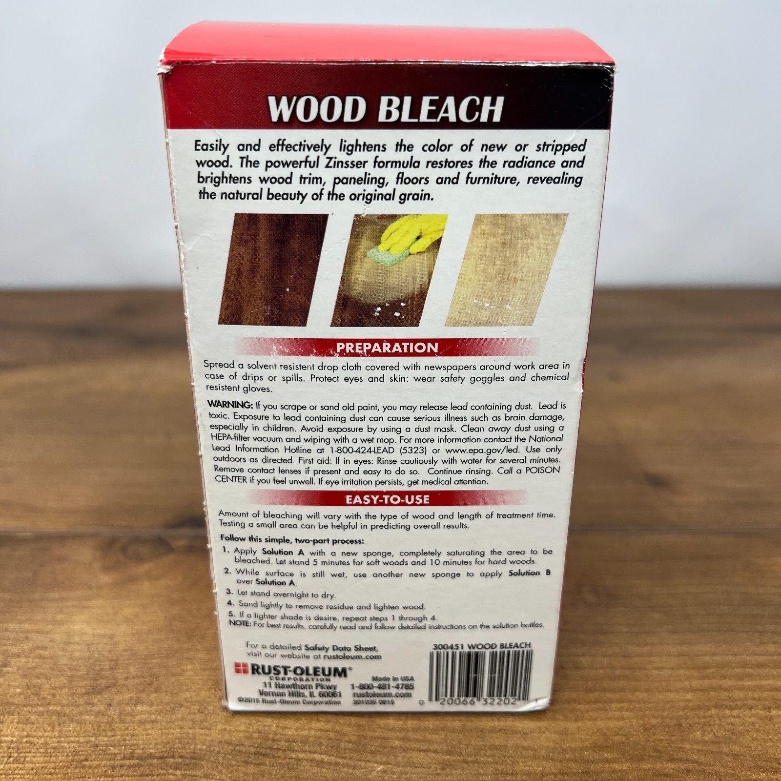 Zinsser 300451 Wood Bleach Part A & Part B 8 Ounce Each New in Box