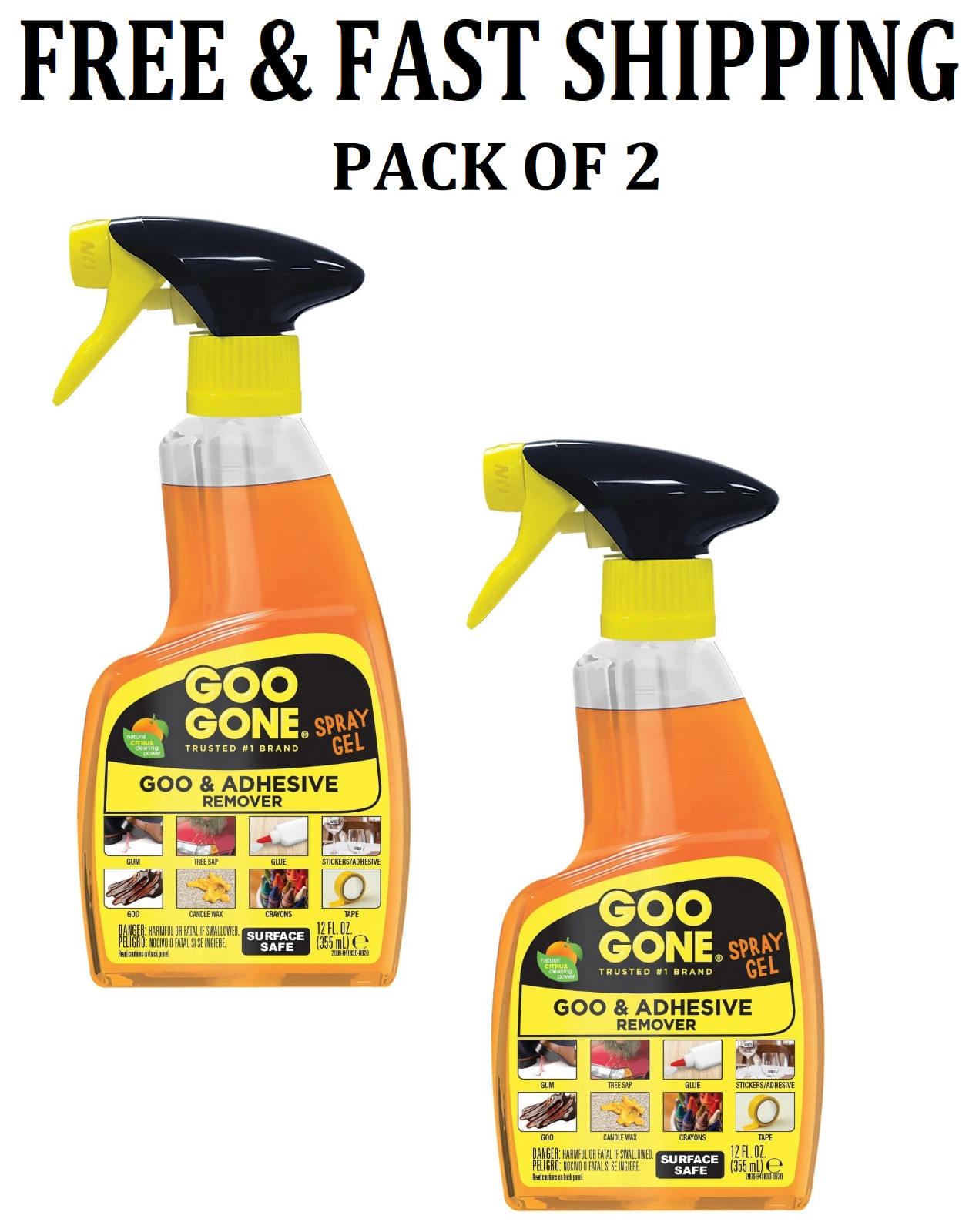 Goo Gone Adhesive Remover PRO POWER Spray Gel 12 oz Remover Cleaner