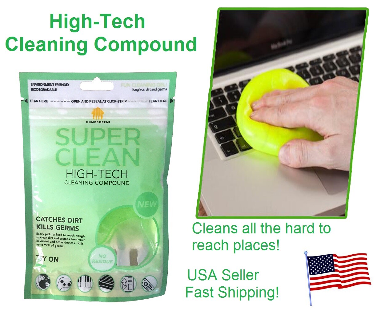 NEW Super Clean High-Tech Cleaning Compound Gel Reusable Handy All Purpose Tools
