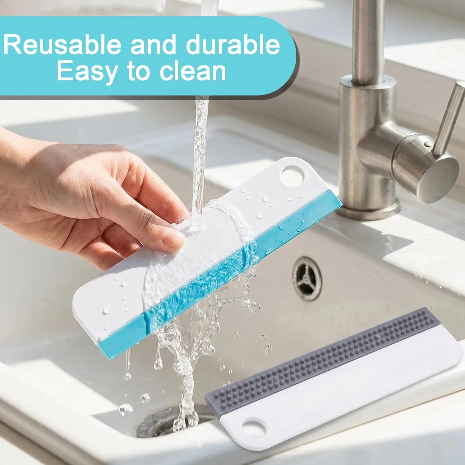 2 Pcs Mini Silicone Squeegee, Portable Small Soft Rubber Scraper for Glass