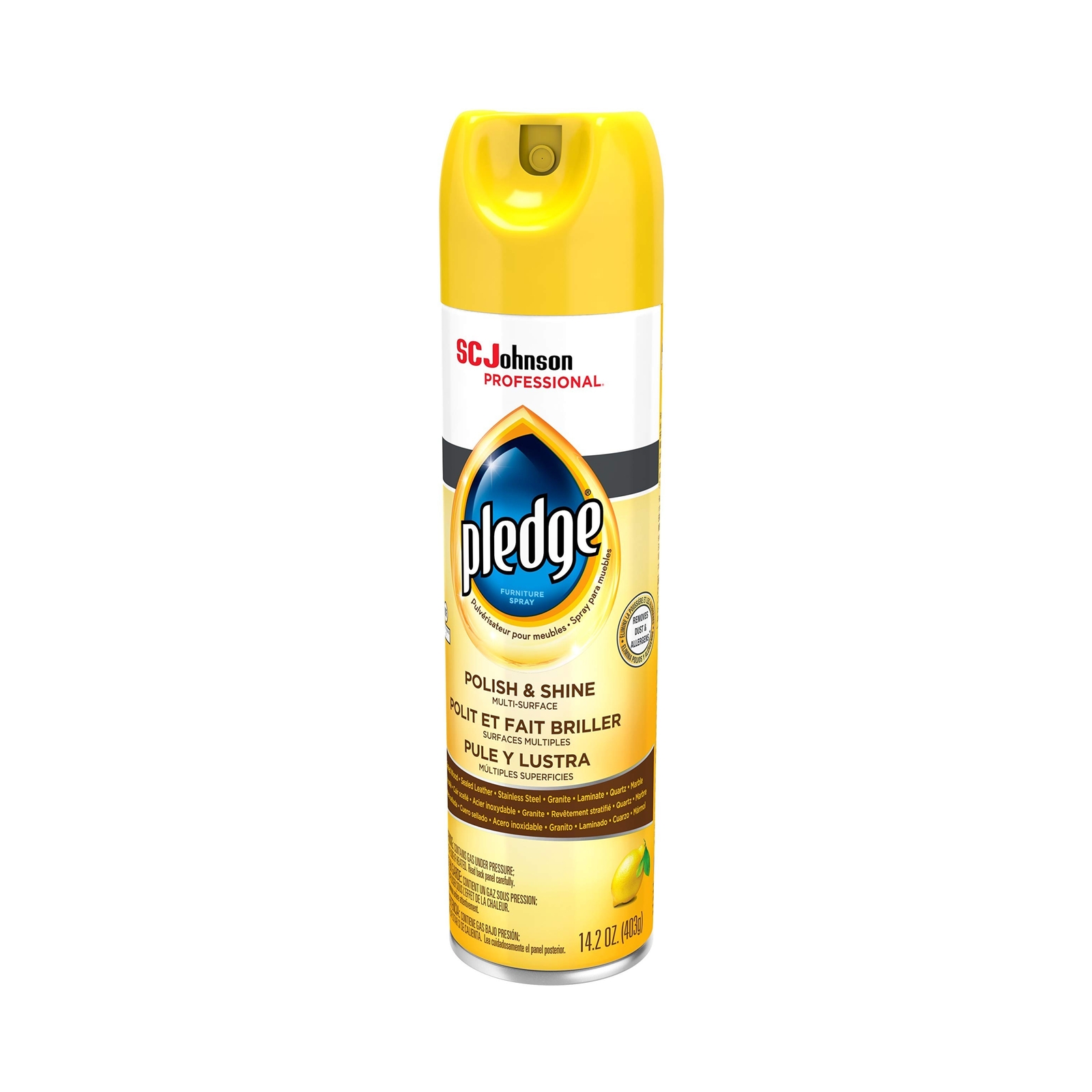 Pledge Polish and Shine for Wood Furniture and More, Lemon, White, 14.2 Oz (P…