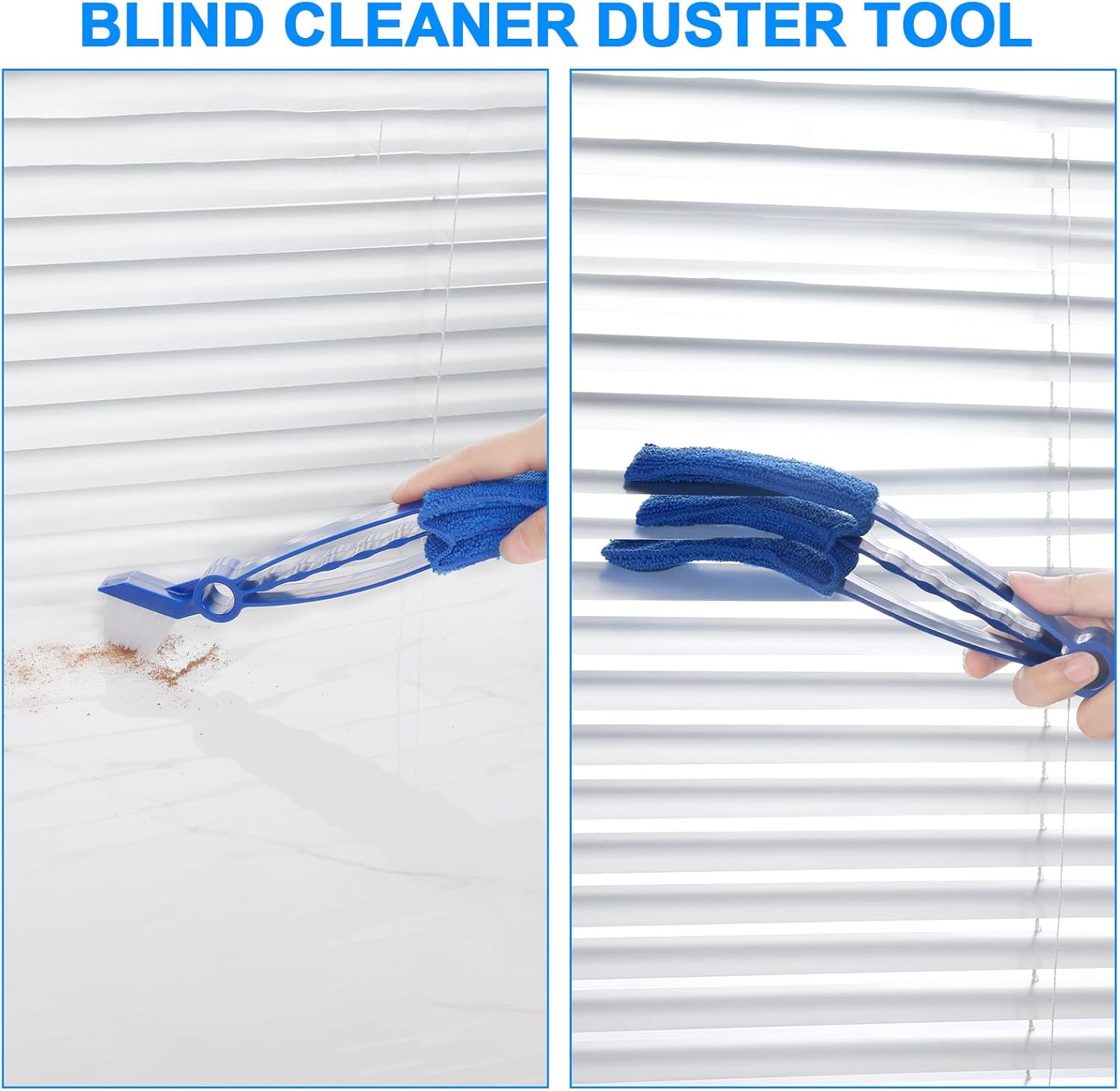 2 in 1 Window Blind Cleaner Duster Tool,Dual Brush Head,With 4 Removable and Was