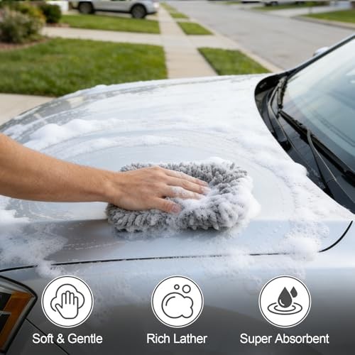 Microfiber Cleaning Cloths for Cars – 2 Pack Chenille Microfiber Wash 2 PCS