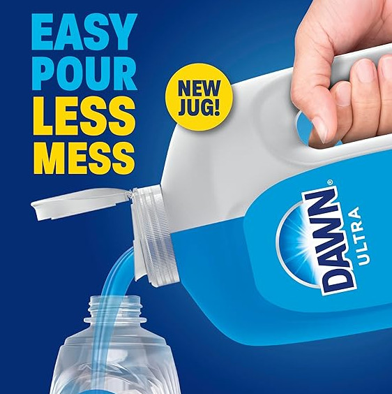 Dawn Dish Soap Refill Jug, Large Size Blue Liquid Dishwashing Detergent 51.5 oz
