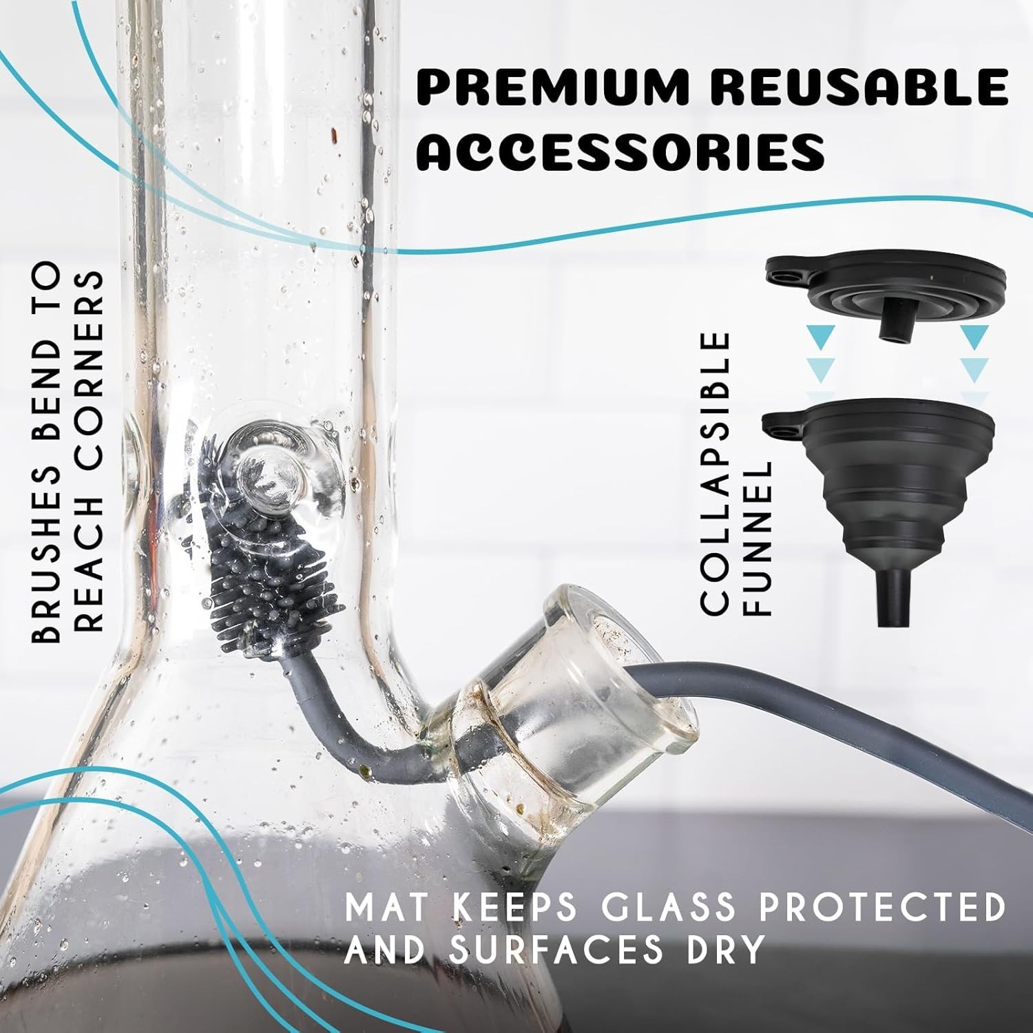 Ultimate Glass Cleaning Kit: Reusable Silicone Accessories & Soaker Bag Included