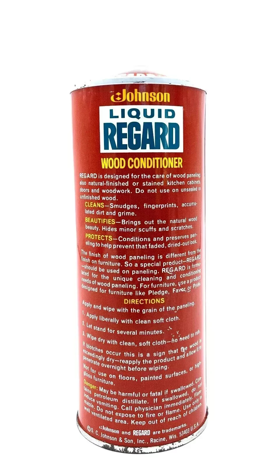Johnson Wax Liquid Regard Wood Conditioner Cleaner Cleaning Prop 16 oz Vintage