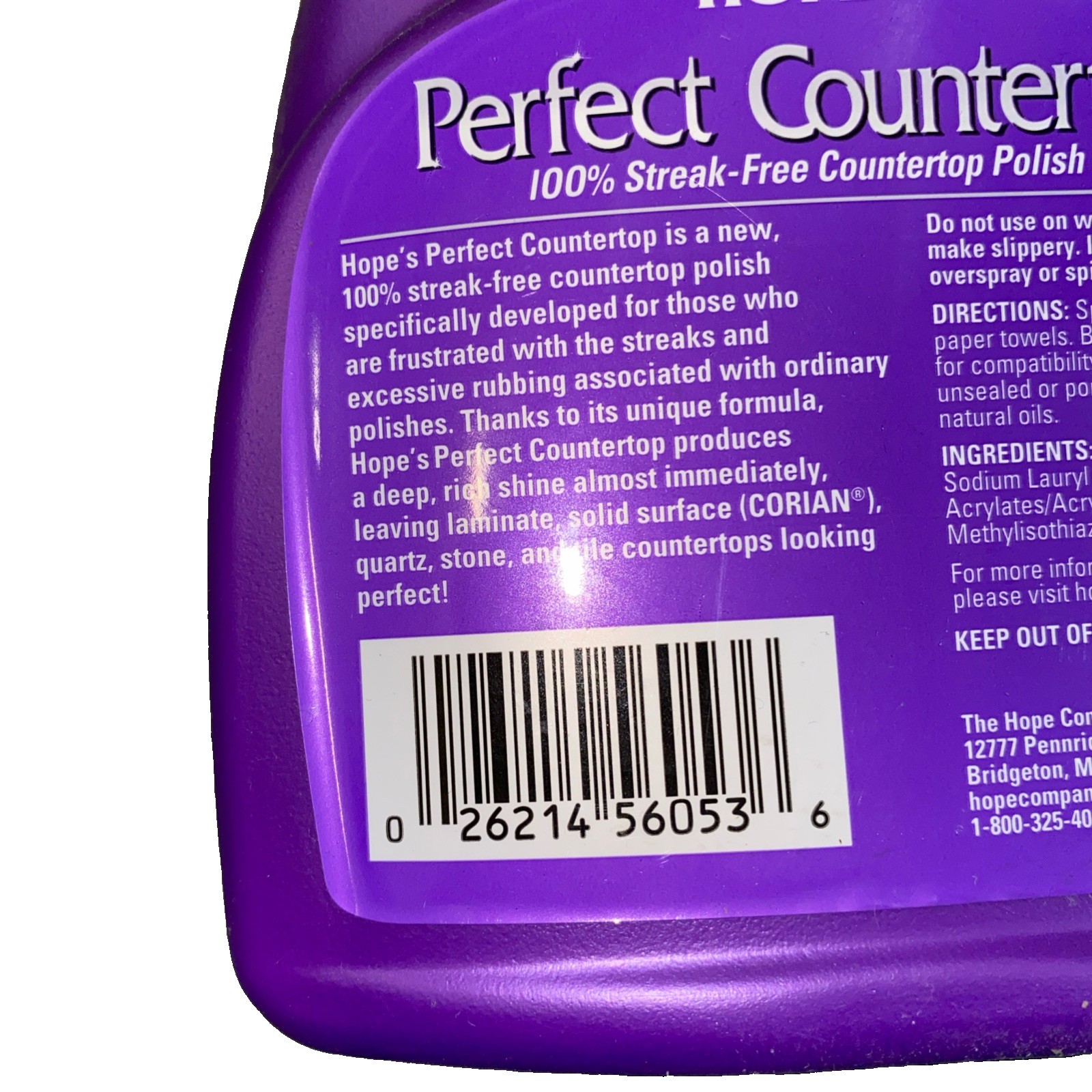 HOPE’S Perfect Countertop Cleaner and Polish 22-Ounce Streak-Free Pack of 2