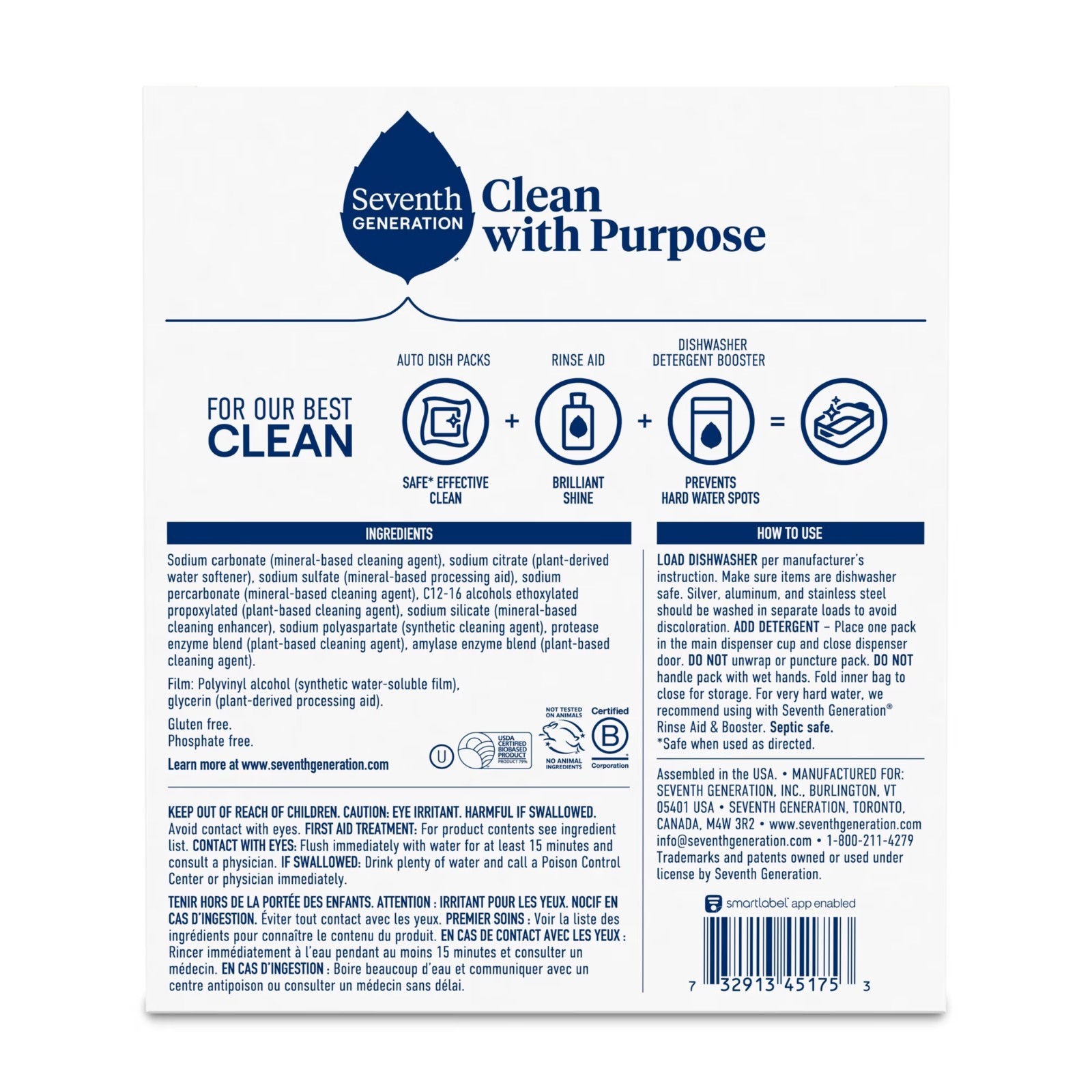 Dishwasher Detergent Packs Free Clear Tabs 45 Count Sparkling Dishes US 1 Pack