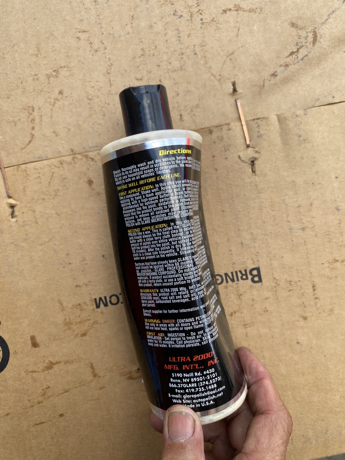 GLARE Ultra 2000 PROFESSIONAL Auto POLISH Wax – 12OZ 1 Dented Bottle But Good