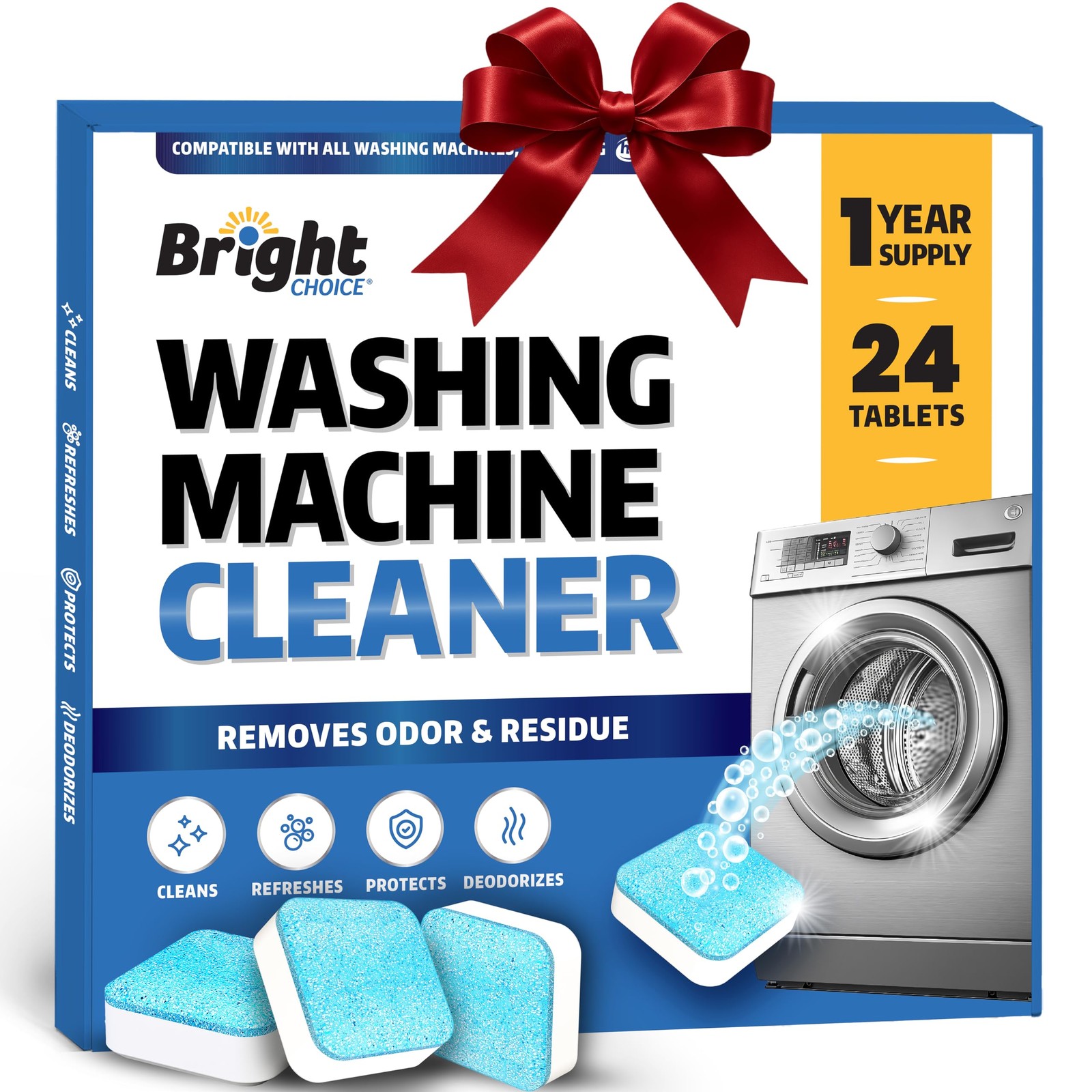 Washing Machine Cleaner 24 Pack – Deep Cleaning for Front & Top Load, Works W…