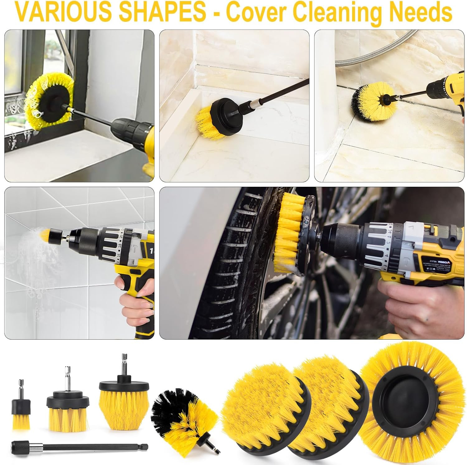18 Pack Drill Brush Attachment Set, Power Cleaning Scrub Brushes for Drill, Exte