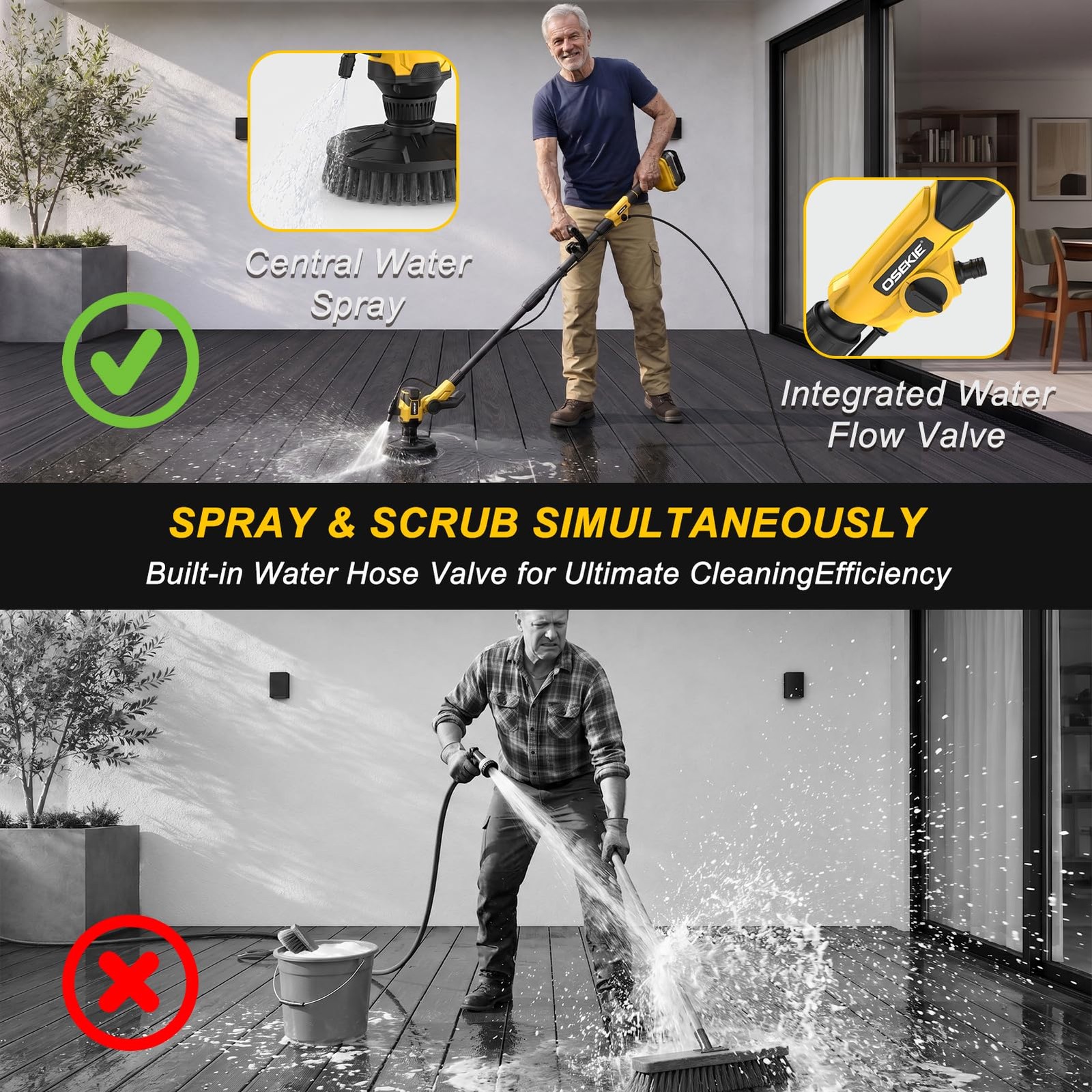 6″ Brushless Cordless Power Spin Scrubber with DeWalt 20V Max (Tool Only), 2-…