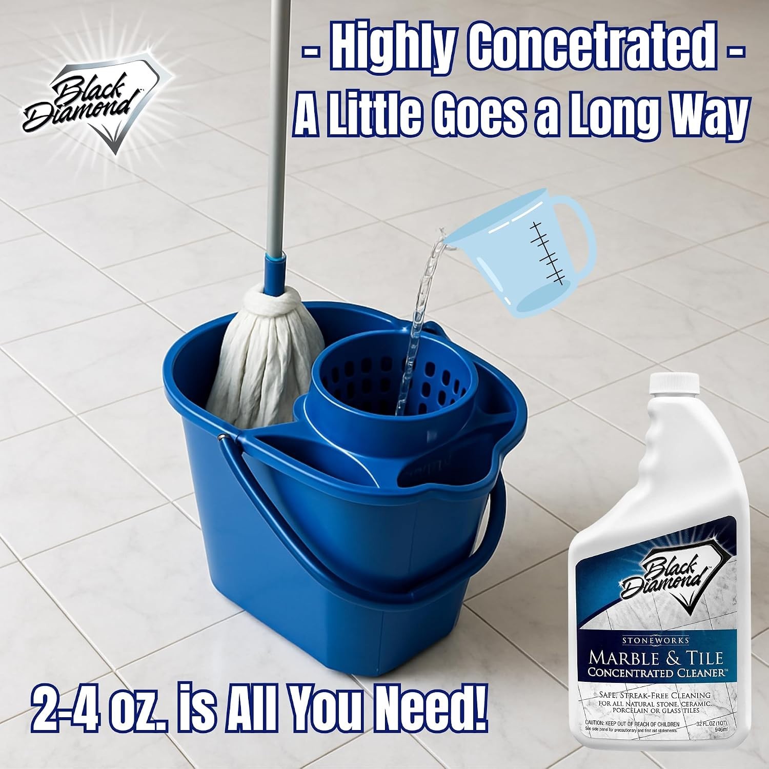 Marble & Tile Floor Cleaner Concentrate, pH Neutral, Streak-Free & No-Rinse F…