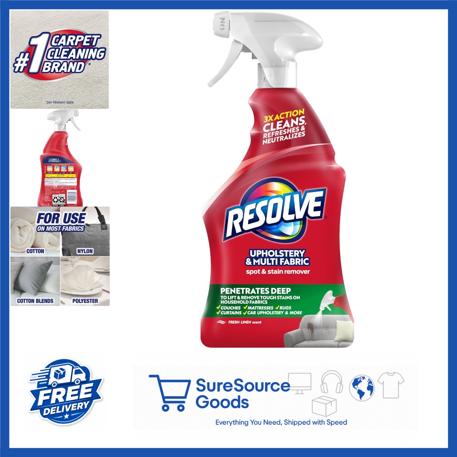 Multi-Fabric Cleaner 22 fl oz for Upholstery Stains on Cotton Nylon Polyester