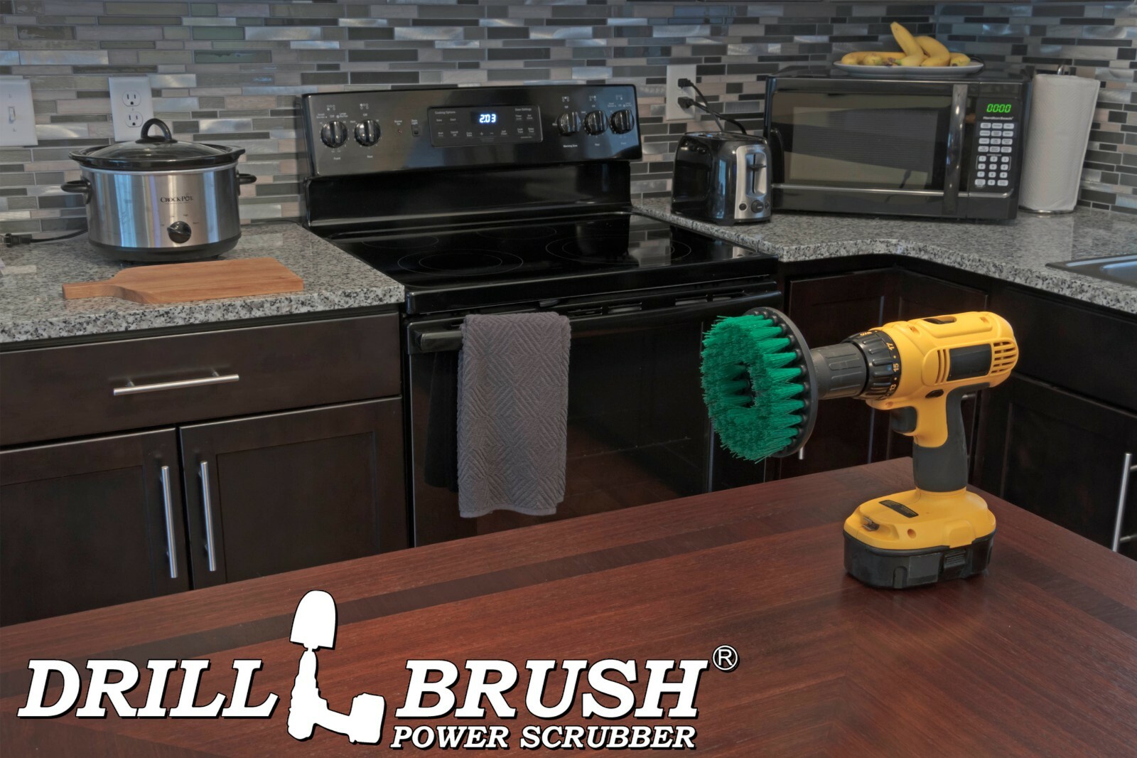 5 Inch Diameter Green Medium Stiffness Drill Brush Attachment by Drillbrush