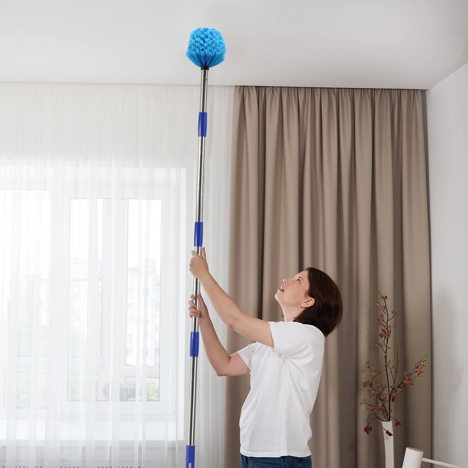 Cobweb Duster With Extension Pole 4 Ft Stainless Steel Pole With Spider Web Brus