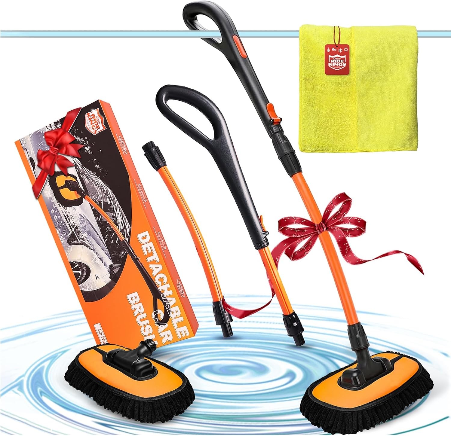 Orange Long Handle Chenille Microfiber Car Wash Brush
