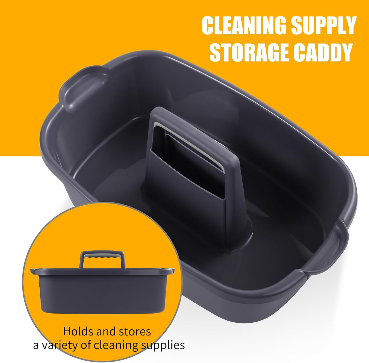 2-Pack Large Gray Cleaning Caddy for Cleaning Supplies with Handle – Portable Pl