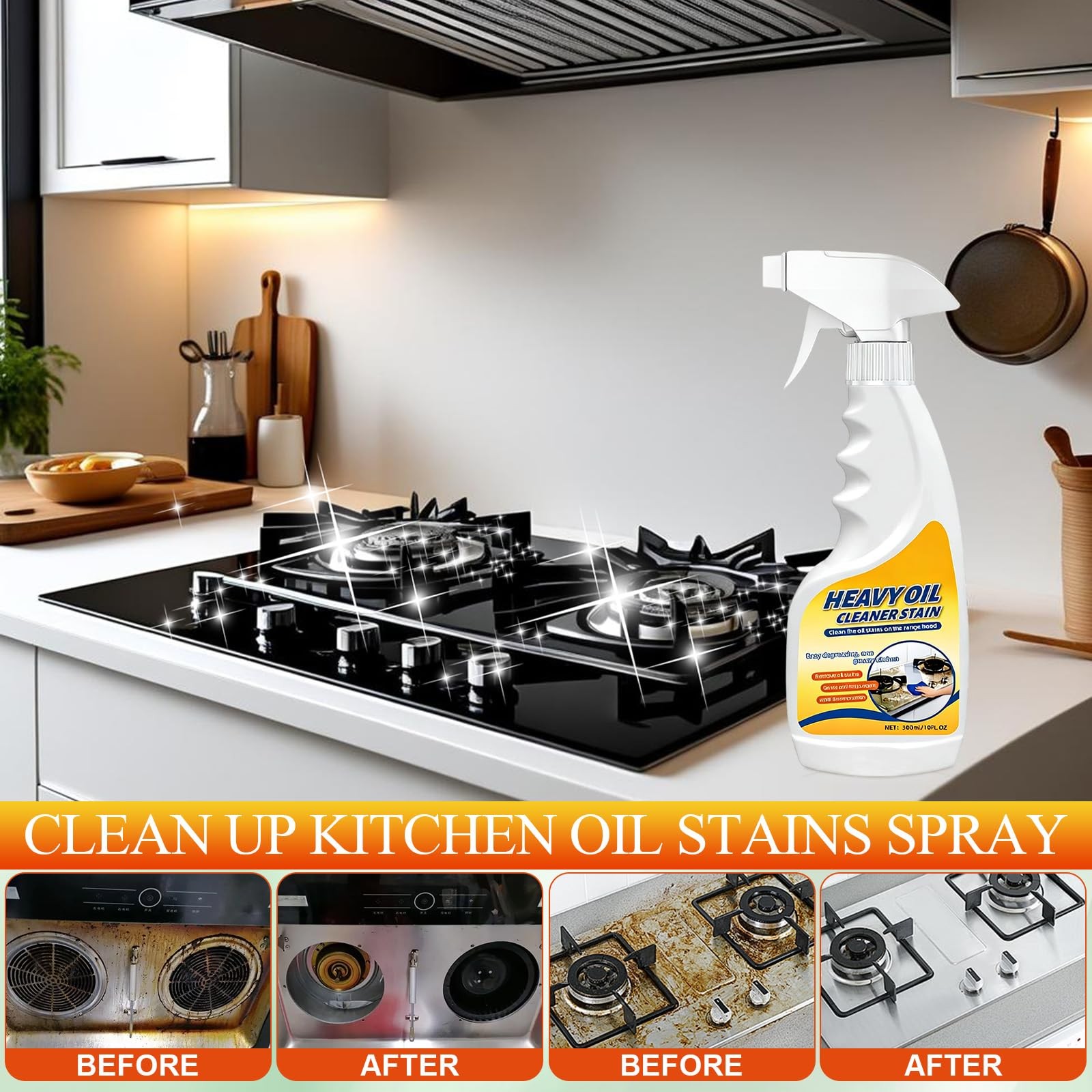 Kitchen Heavy Oil Cleaner Stain, Heavy Oil Stain Cleaner Kitchen, 300ml Multi…