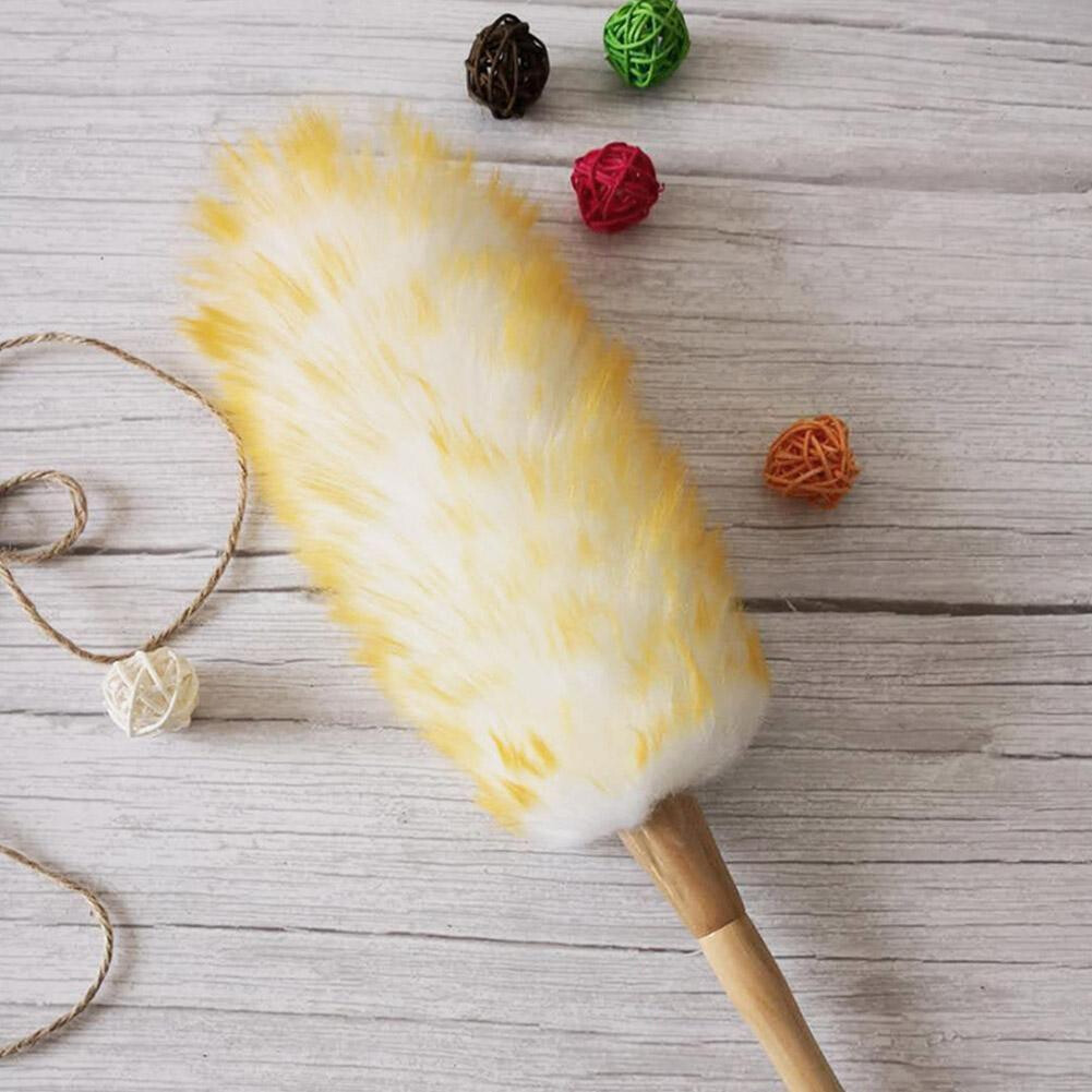 Household Wool Lambswool Feather Brush Duster Dust Cleaning Wood Handle 2PCS