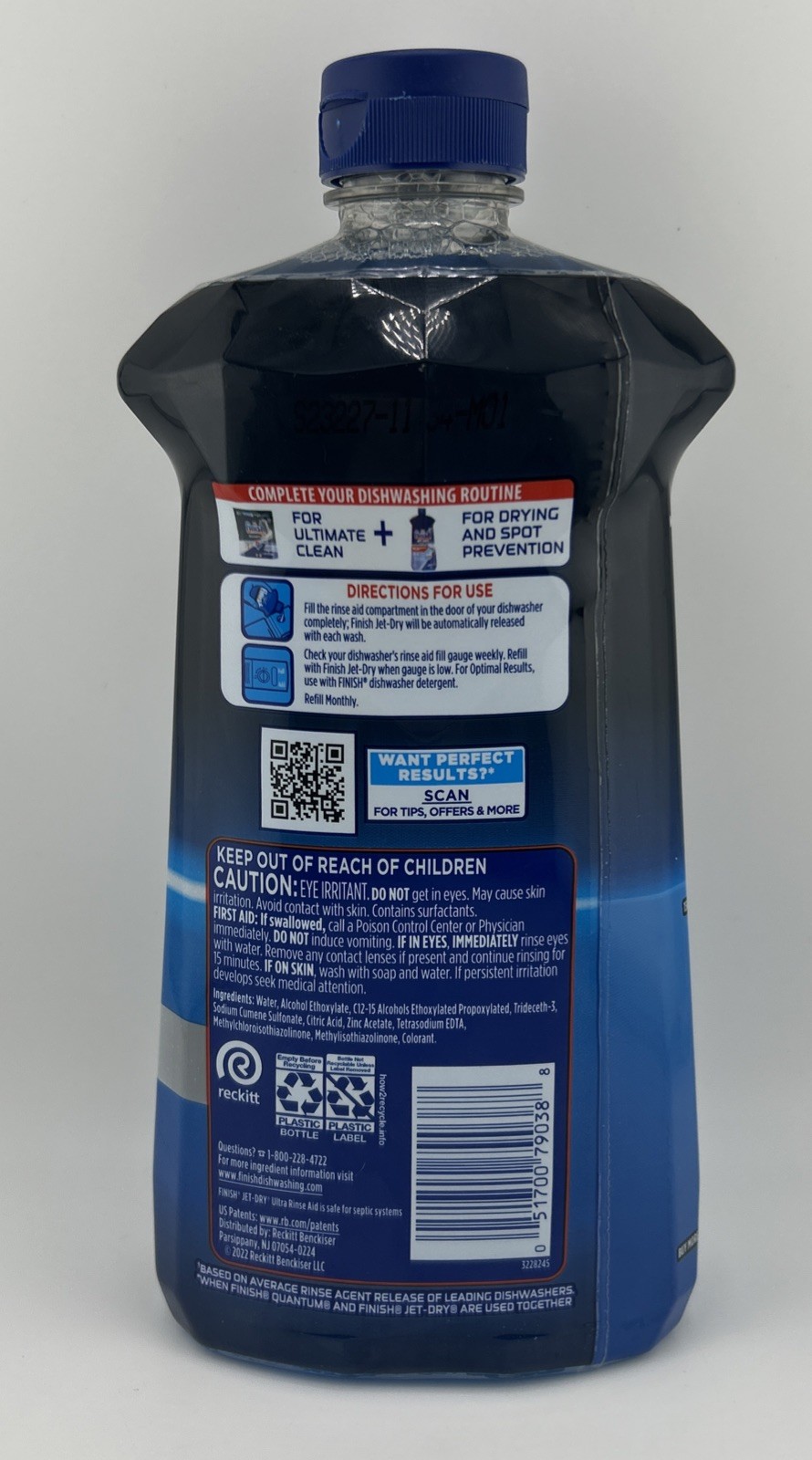 Finish Jet-Dry Ultra Rinse Aid Dishwasher Rinse & Drying Agent 3 In 1(32fl oz.)