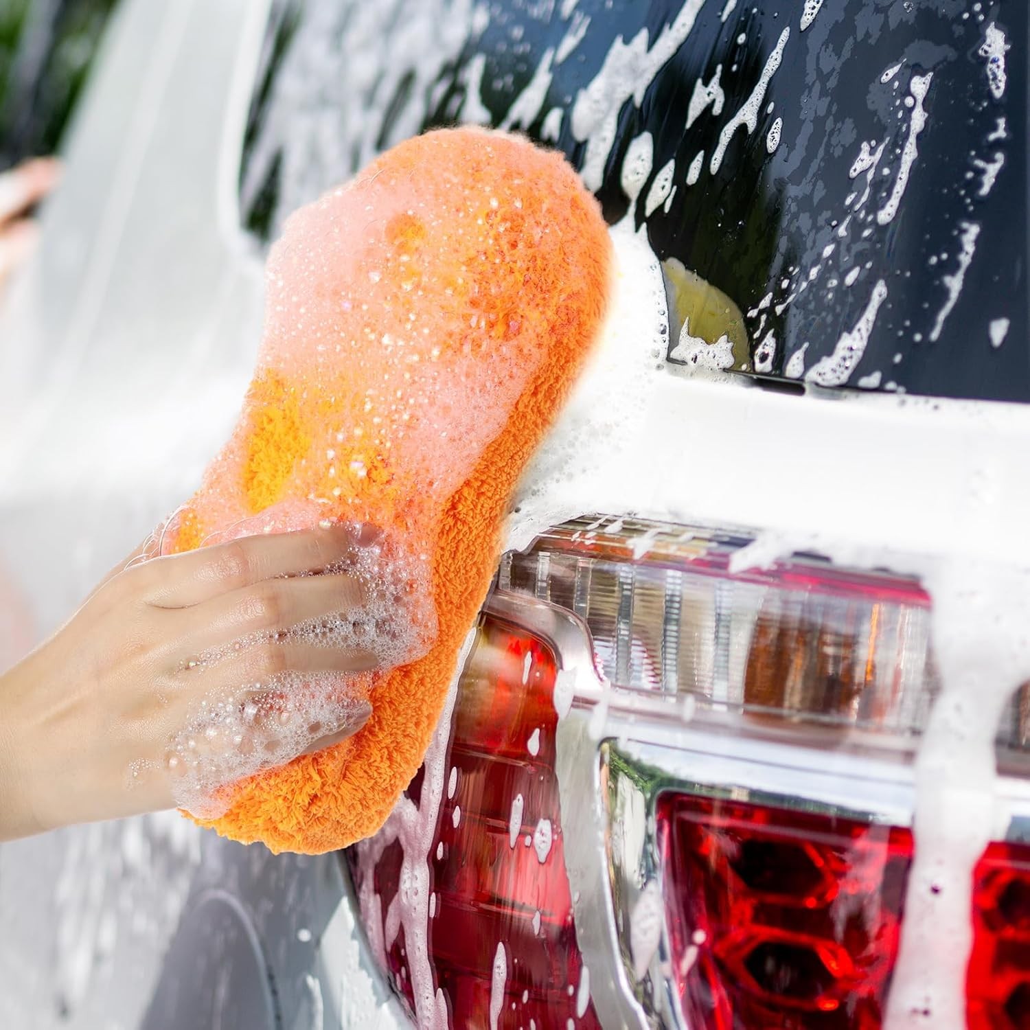 2 Pcs Large Microfiber Car Wash Spo Color: Blue,orangeItem Package Quantity: 2