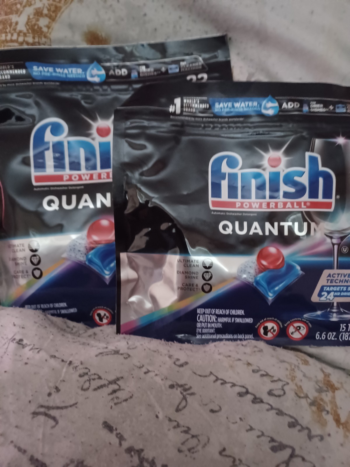 2x Finish Powerball Quantum Dishwasher Detergent 15 Tabs Each No Pre Rinse