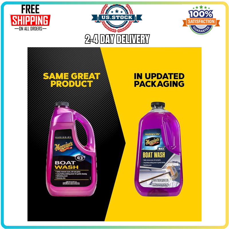 Meguiar’s M43 Boat RV Wash 64oz pH Balanced Fiberglass Gel Coat Cleaner
