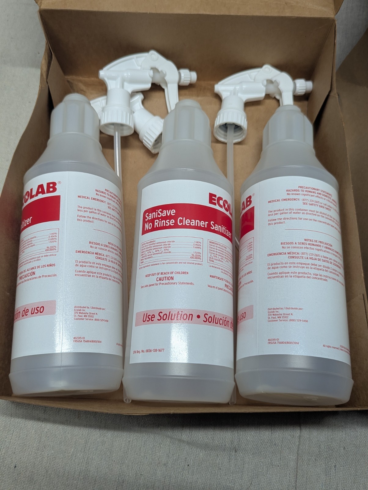 Kay Ecolab 32oz Plastic Trigger Spray Bottles 5 pk Empty