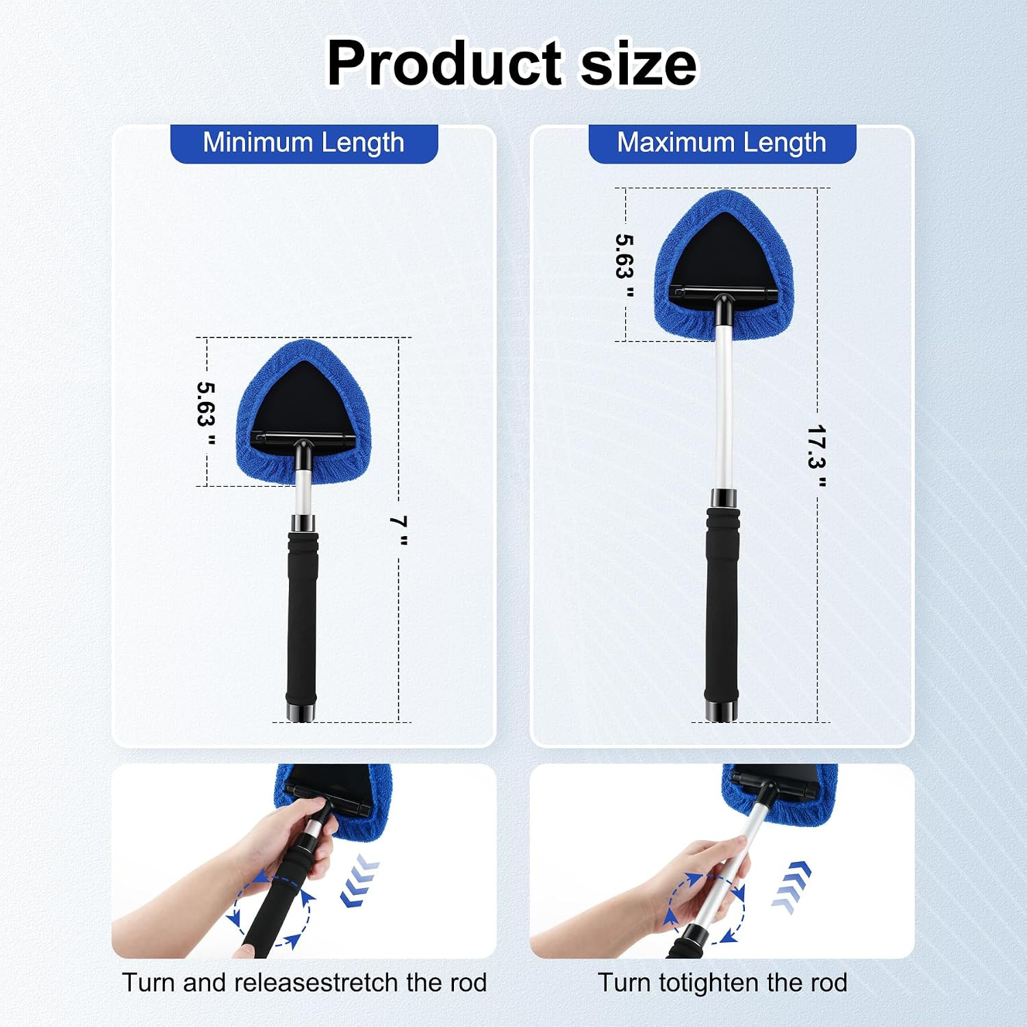 Windshield Cleaner Tool, Car Interior and Exterior Window Cleaning Kit with Exte