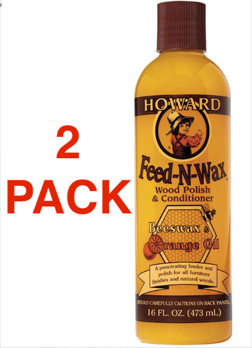 Howard Products FW0016 Wood Polish & Conditioner, 16 oz, Orange (2-PACK)