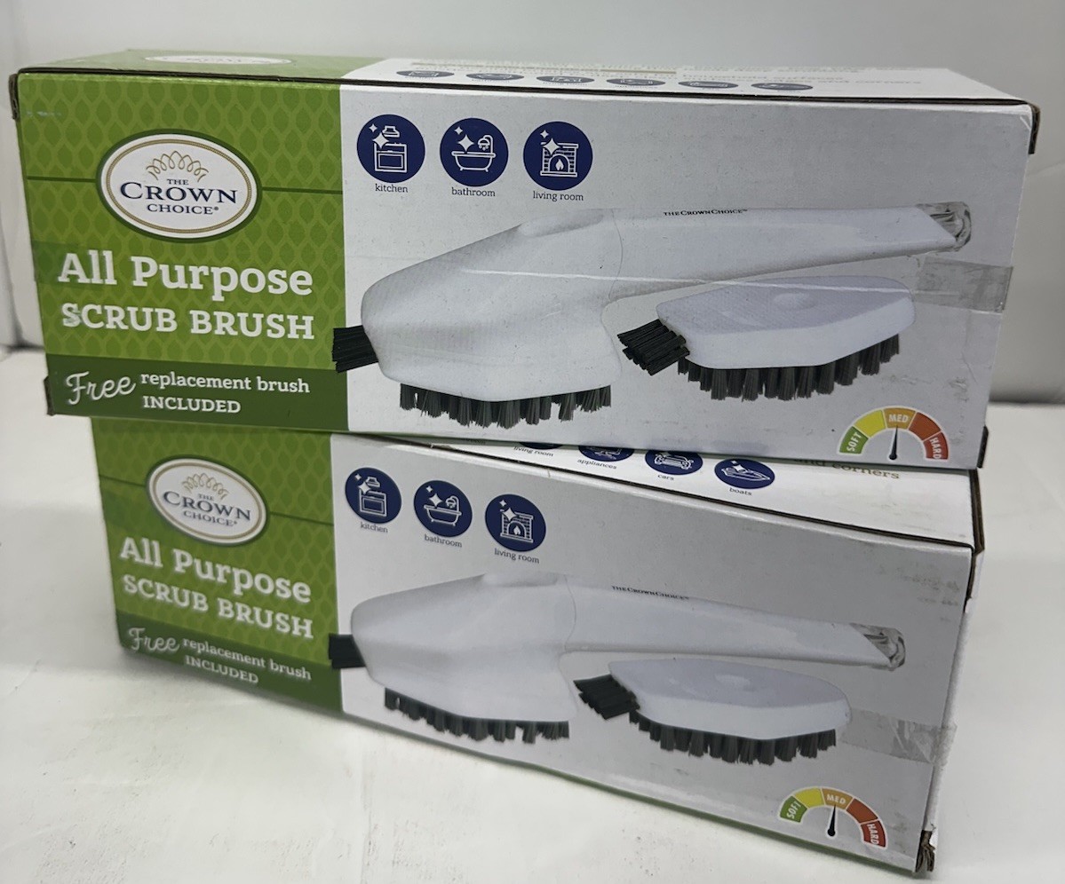 2 pack-All Purpose Non-Scratch Scrub Brush, Each with a Replacement Brush Head