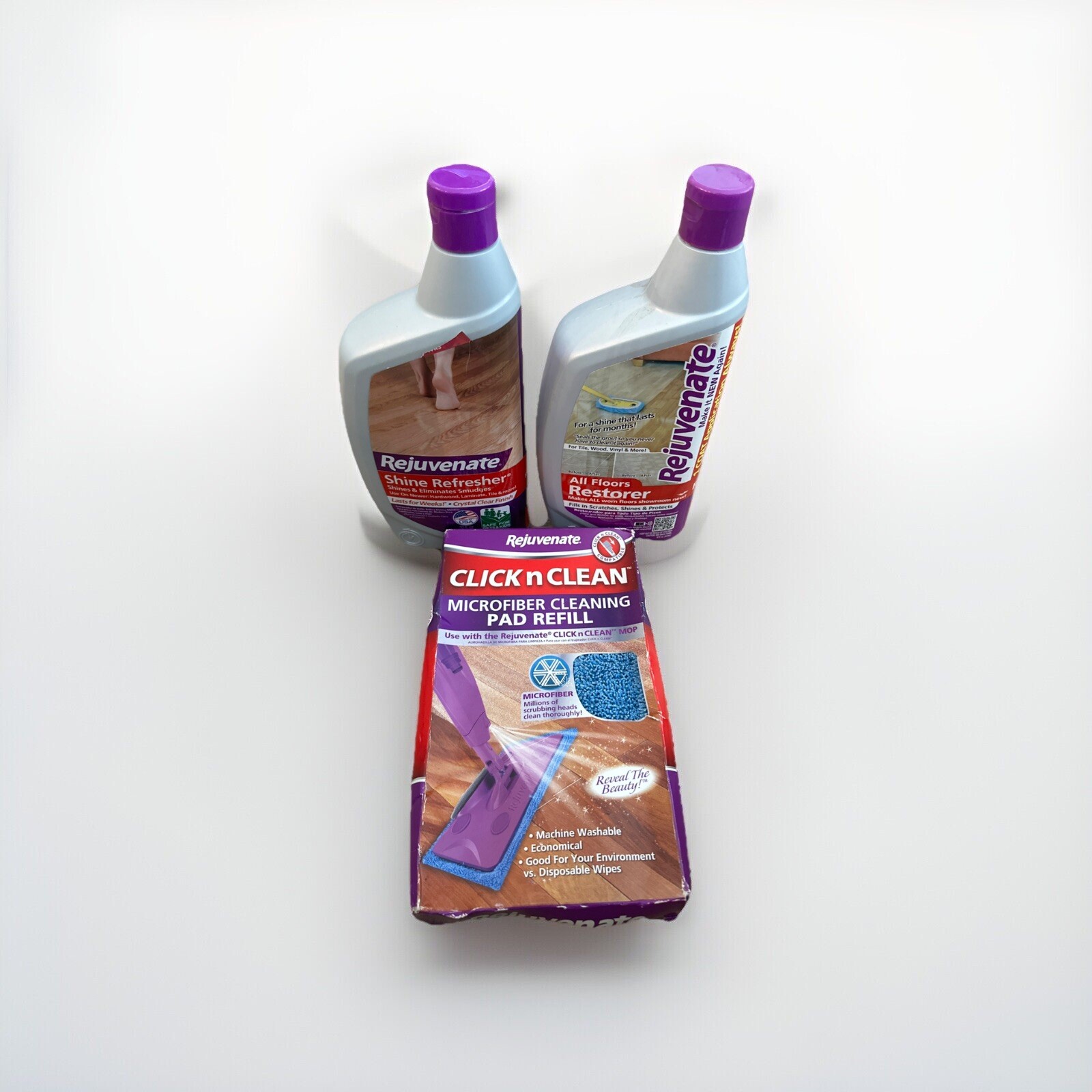 Lot Of Two Rejuvenate All Floors Restorer & Shine Refresher + A Bonus Pad Refill
