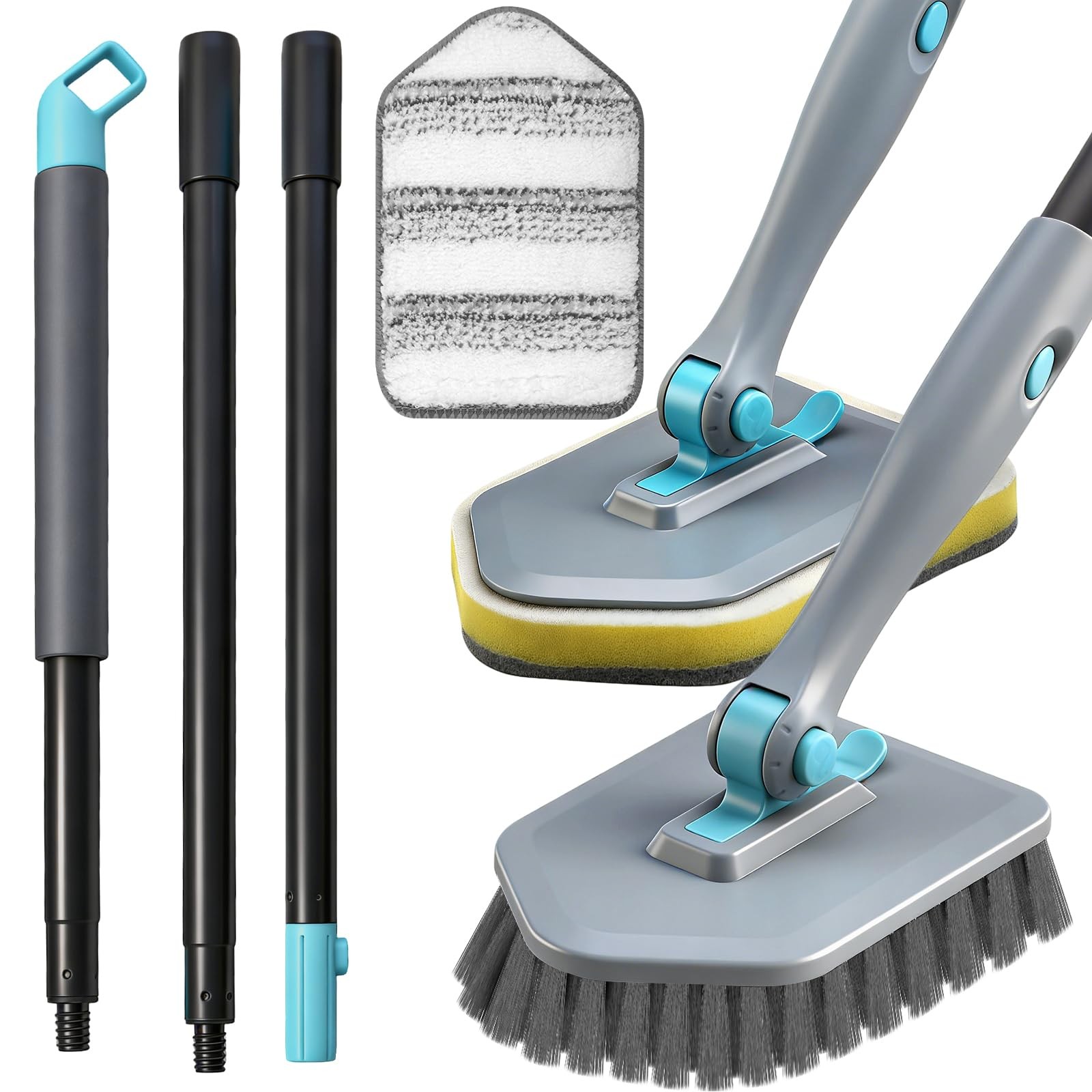 Long Handled Scrub Brush for Shower,3-in-1 Cleaning Brushes with 3 Different …