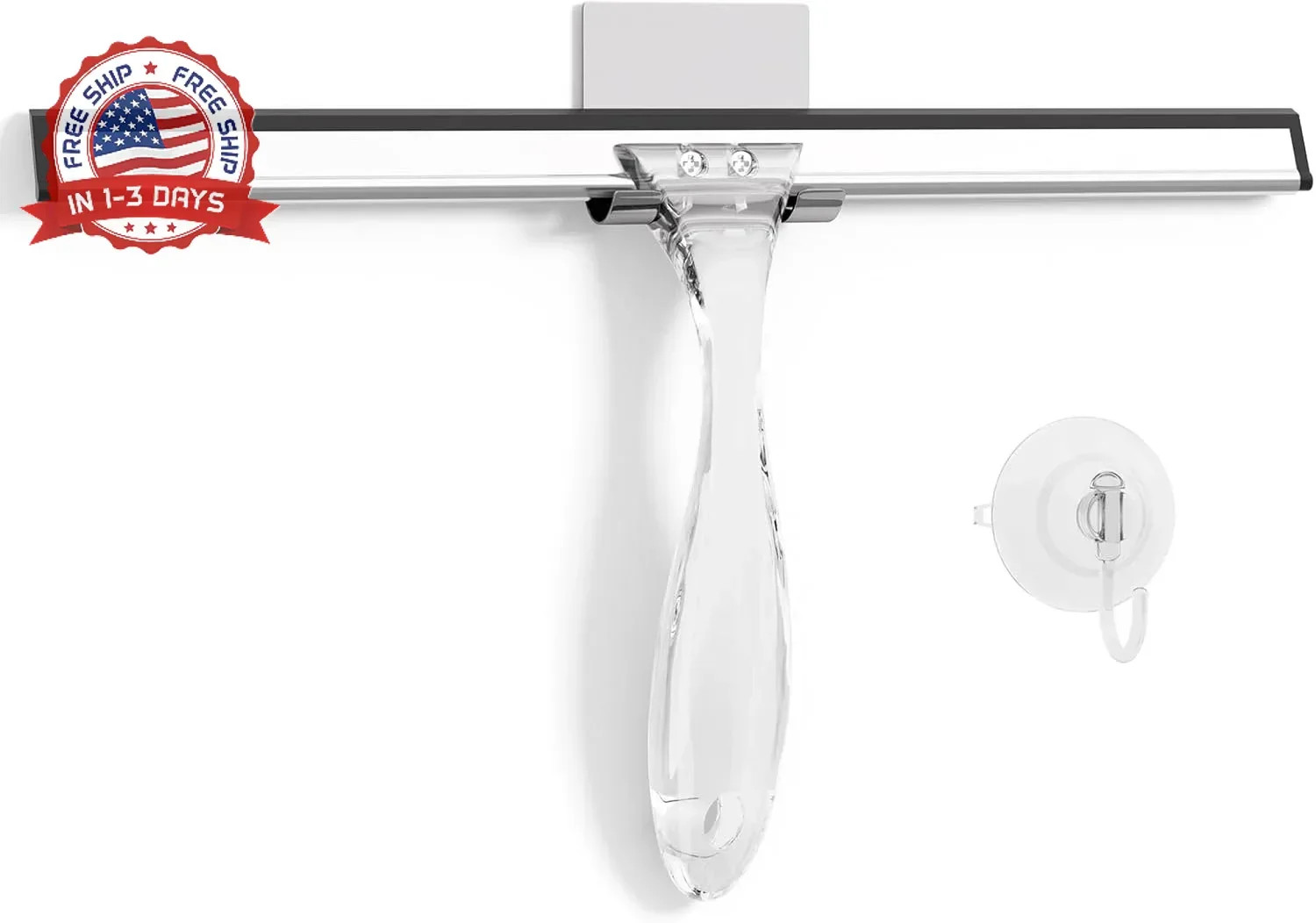 AmazerBath Shower Squeegee for Glass Doors, All-Purpose Squeegee with Suction Ho