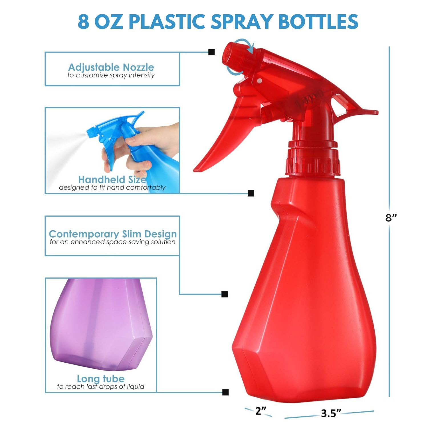 8Oz 4-Pack Empty Spray Bottles for Cleaning Heavy Duty, Small Spray Bottle for H