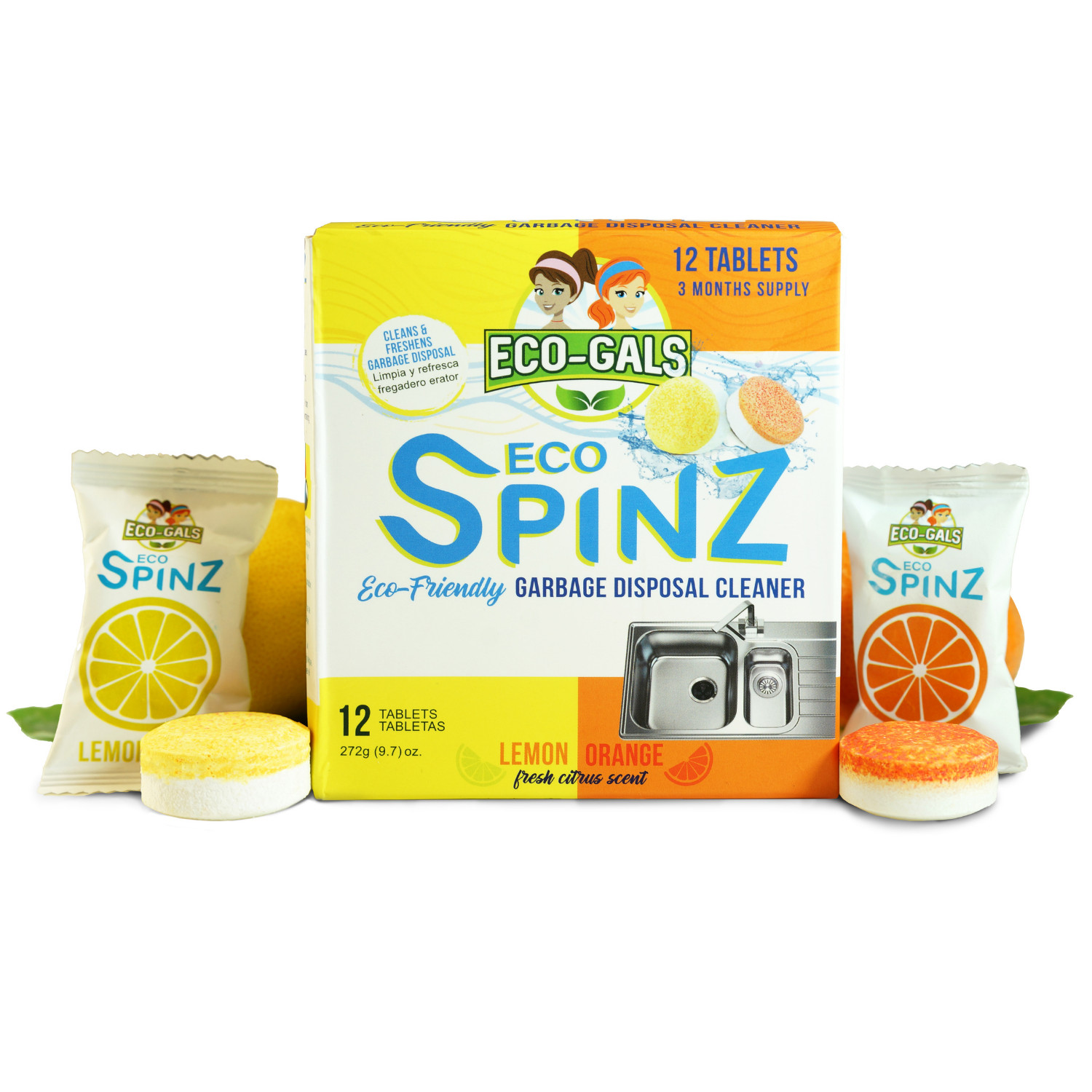 Eco-Gals Eco Spinz Garbage Disposal Cleaner and Deodorizer for Cleaning Kitchen