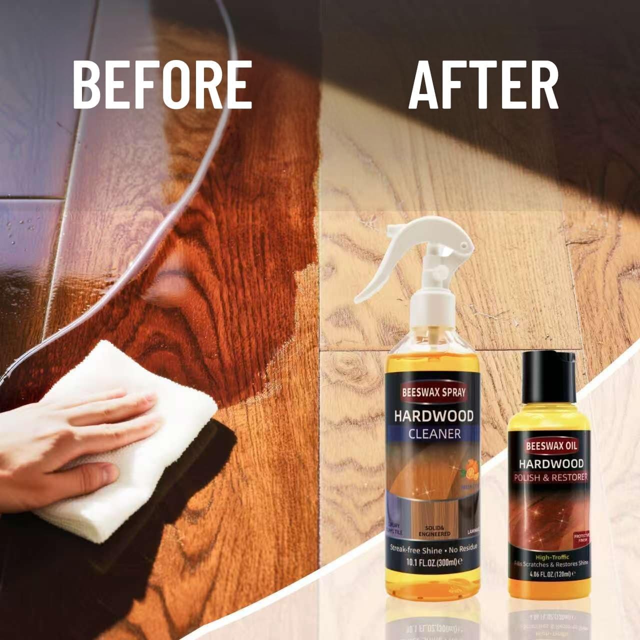 Furniture Polish Kit: Wood Cleaner Spray & Nourishing Care Oil – For Floors, …