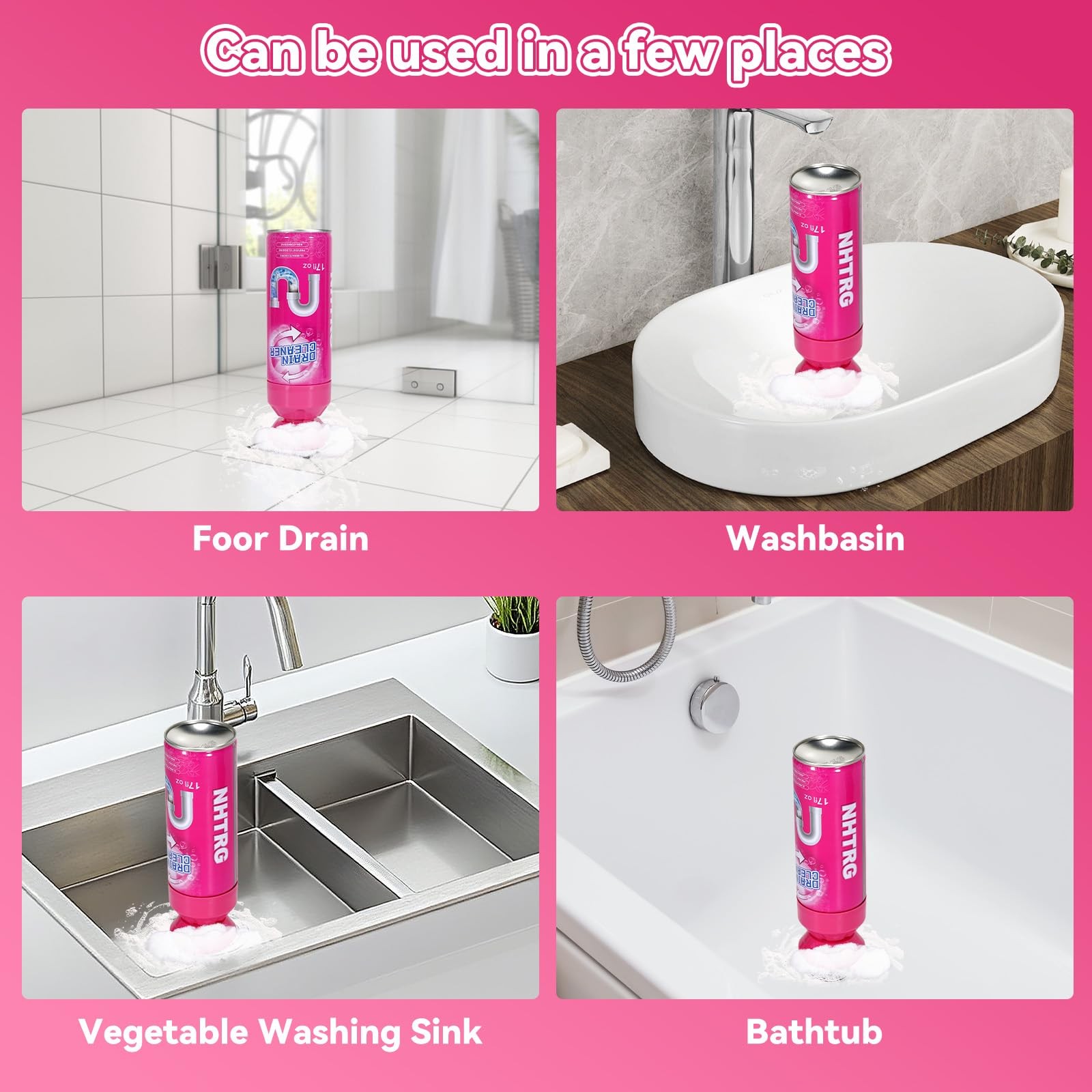 Foaming Drain Cleaner Clog Remover Sink Deodorizer Tub Shower 17 fl oz