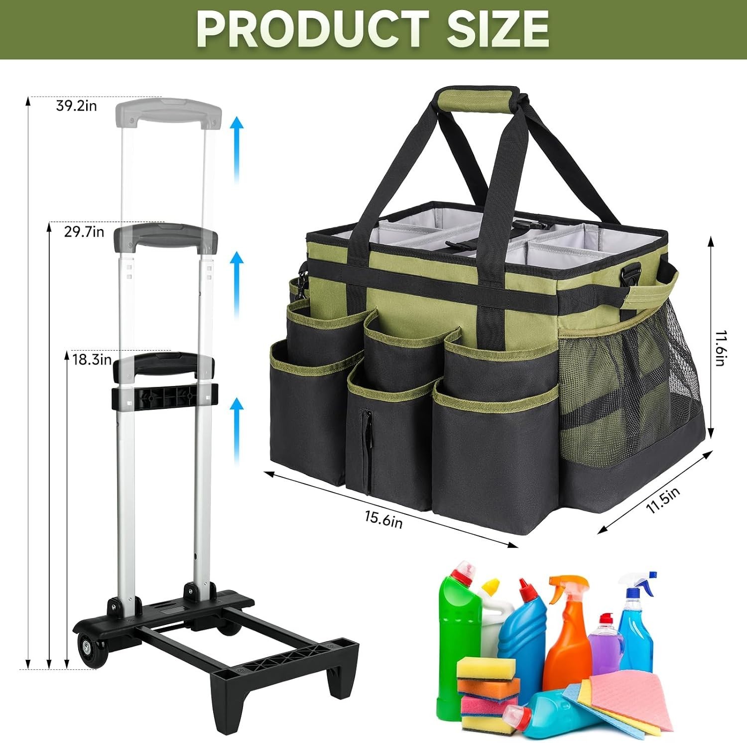 Water-Resistant Large Rolling Cleaning Bag with Ergonomic Trolley & Modern Style