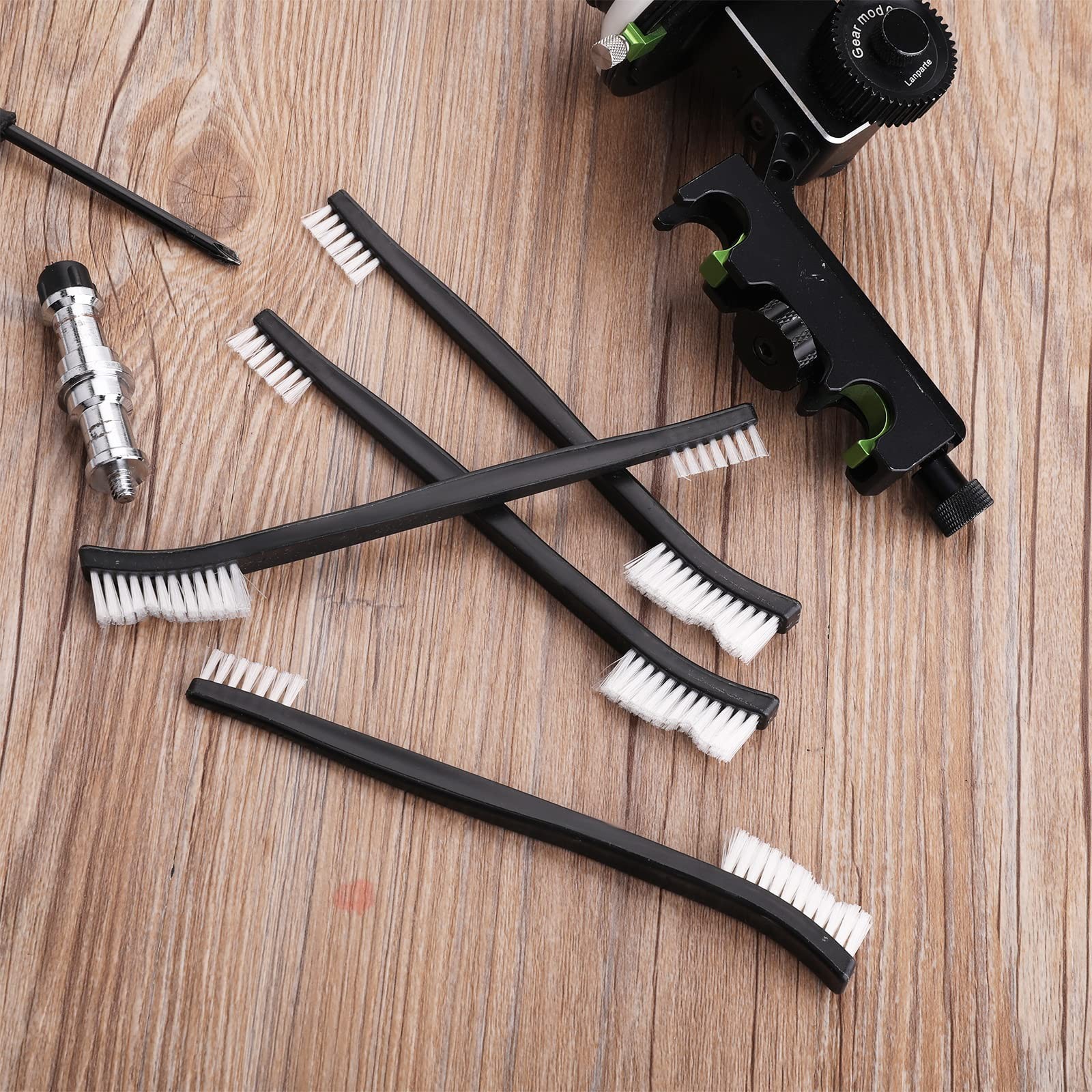 Double-Ended Nylon Cleaning Brushes Set of 9 Black & White Plastic Handles I