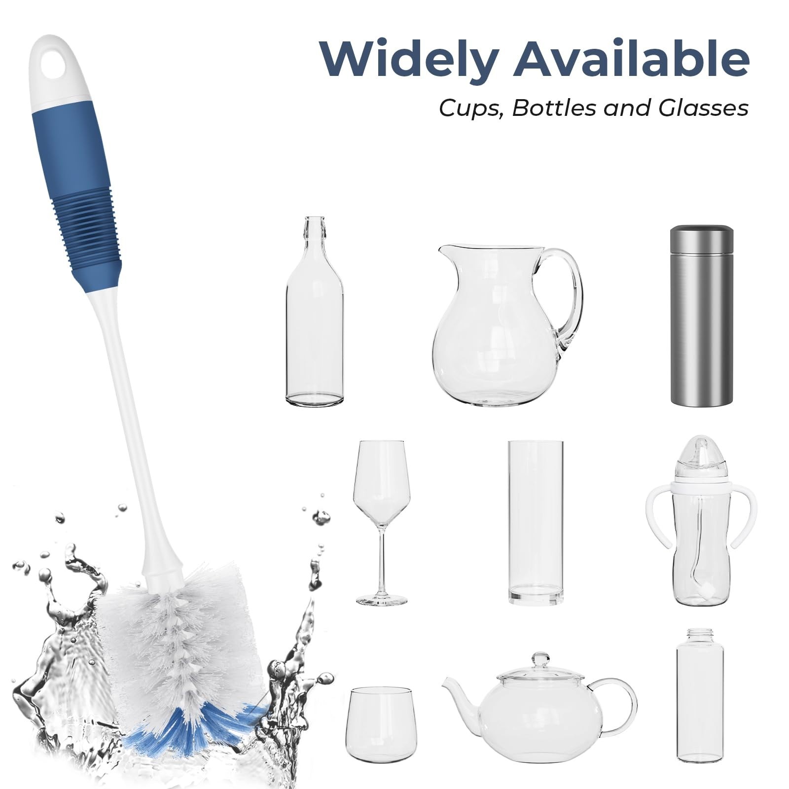 Flexible Bottle Brush,Durable Scrubber for Glassware Travel Mugs,2Pack
