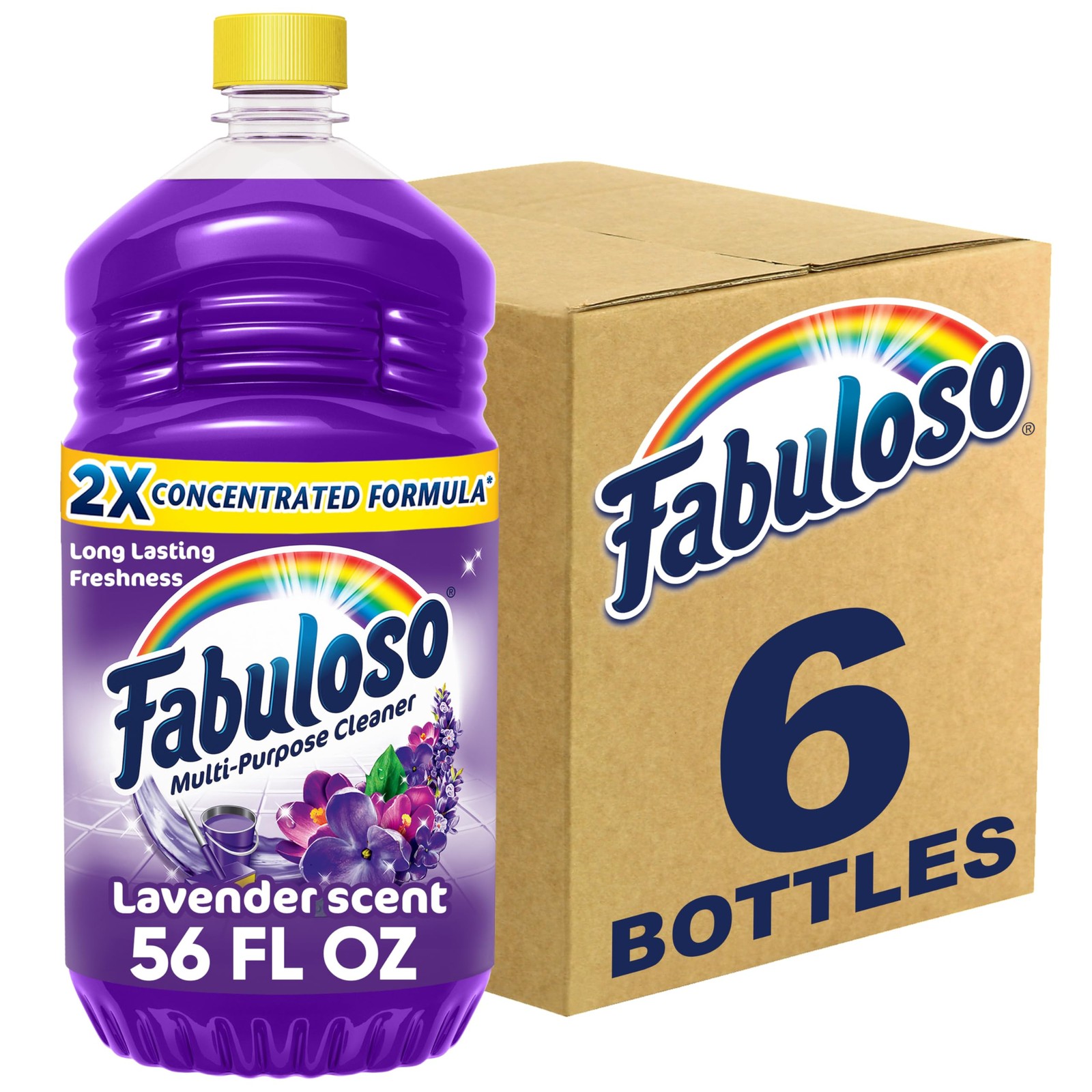 Fabuloso Lavender Multi-Purpose & Floor Cleaner, 2X Concentrated, 56 oz, 6 Pack