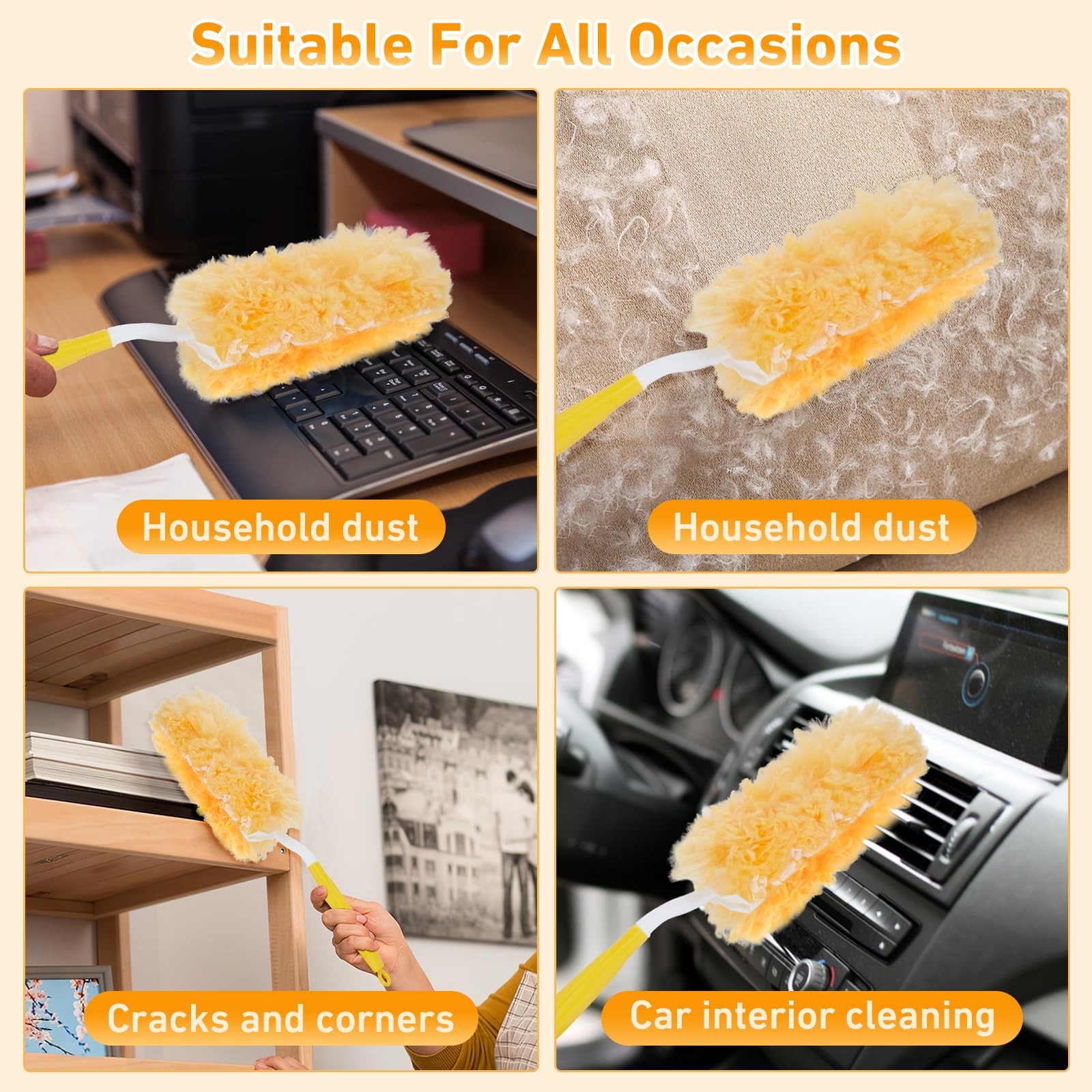 360 Duster Refills Kit For Swiffer Duster 25 Pack & 1 Handle Multisurface Duster
