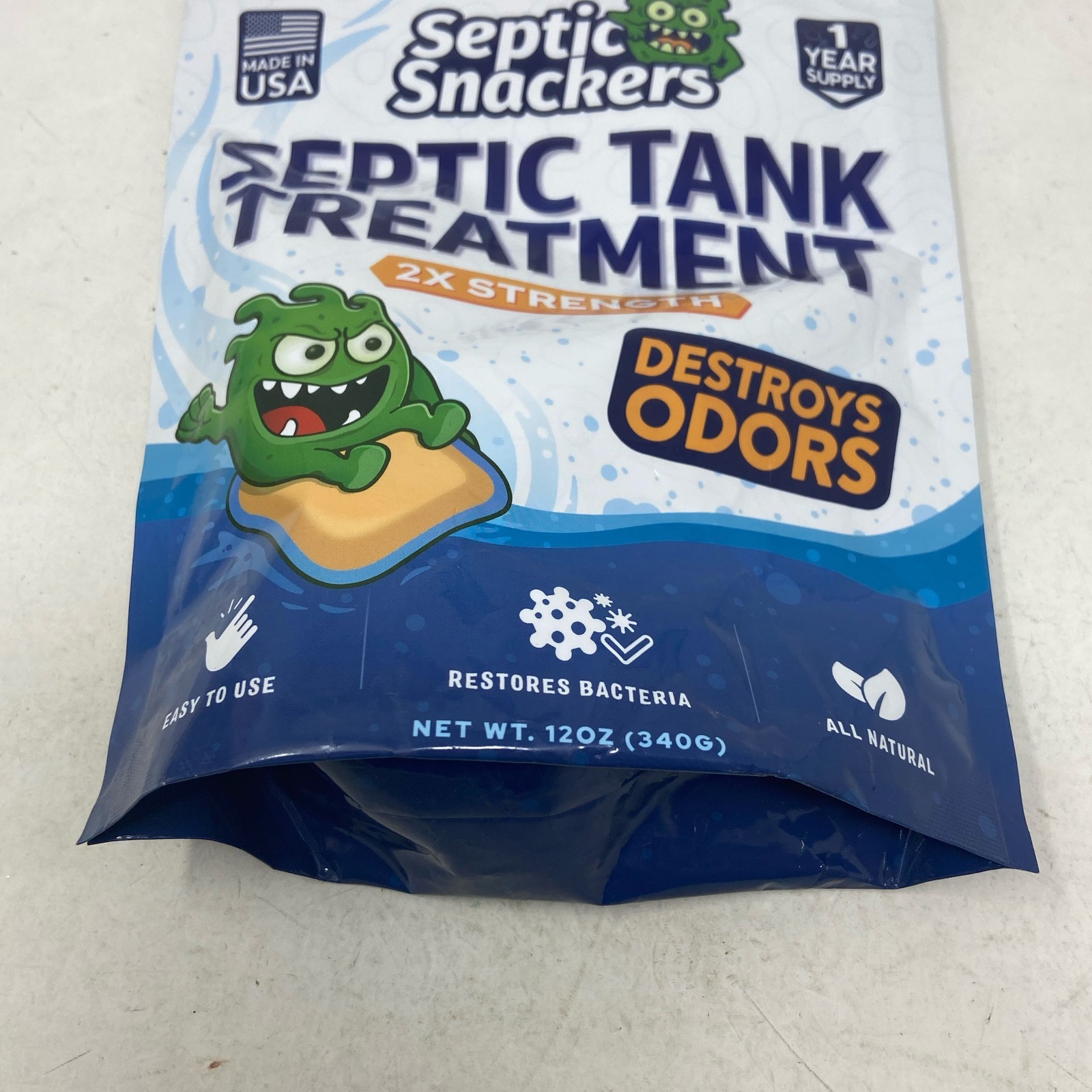 Septic Snackers Septic Tank Pods 2X Strength Blue, 12 Pods/1 Year
