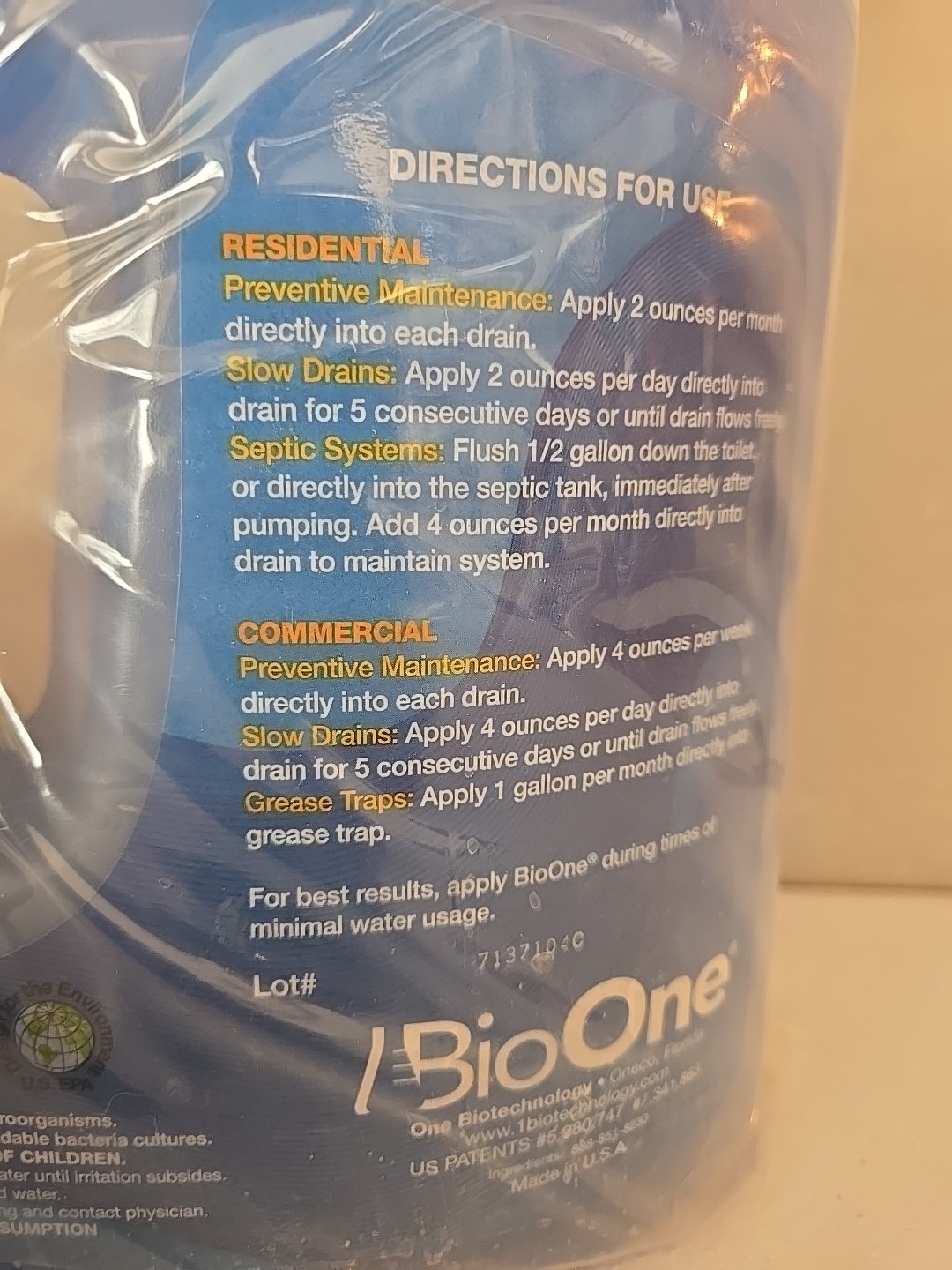 BioOne B164 64 oz. Bio Liquid Drain & Septic System Treatment Blue Brand New