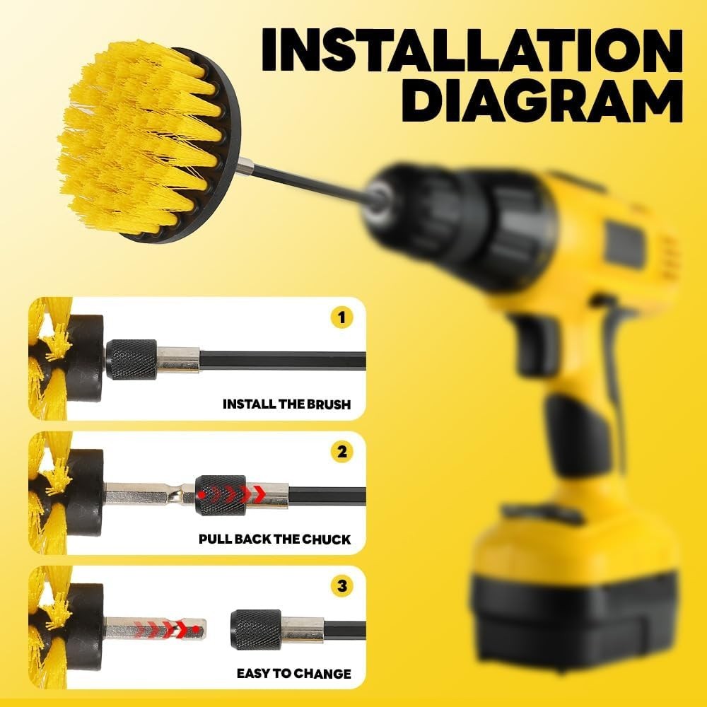 8 Pcs Drill Brush Attachment Set, Power Cleaning Scrub Brush Kit with Extend Lon